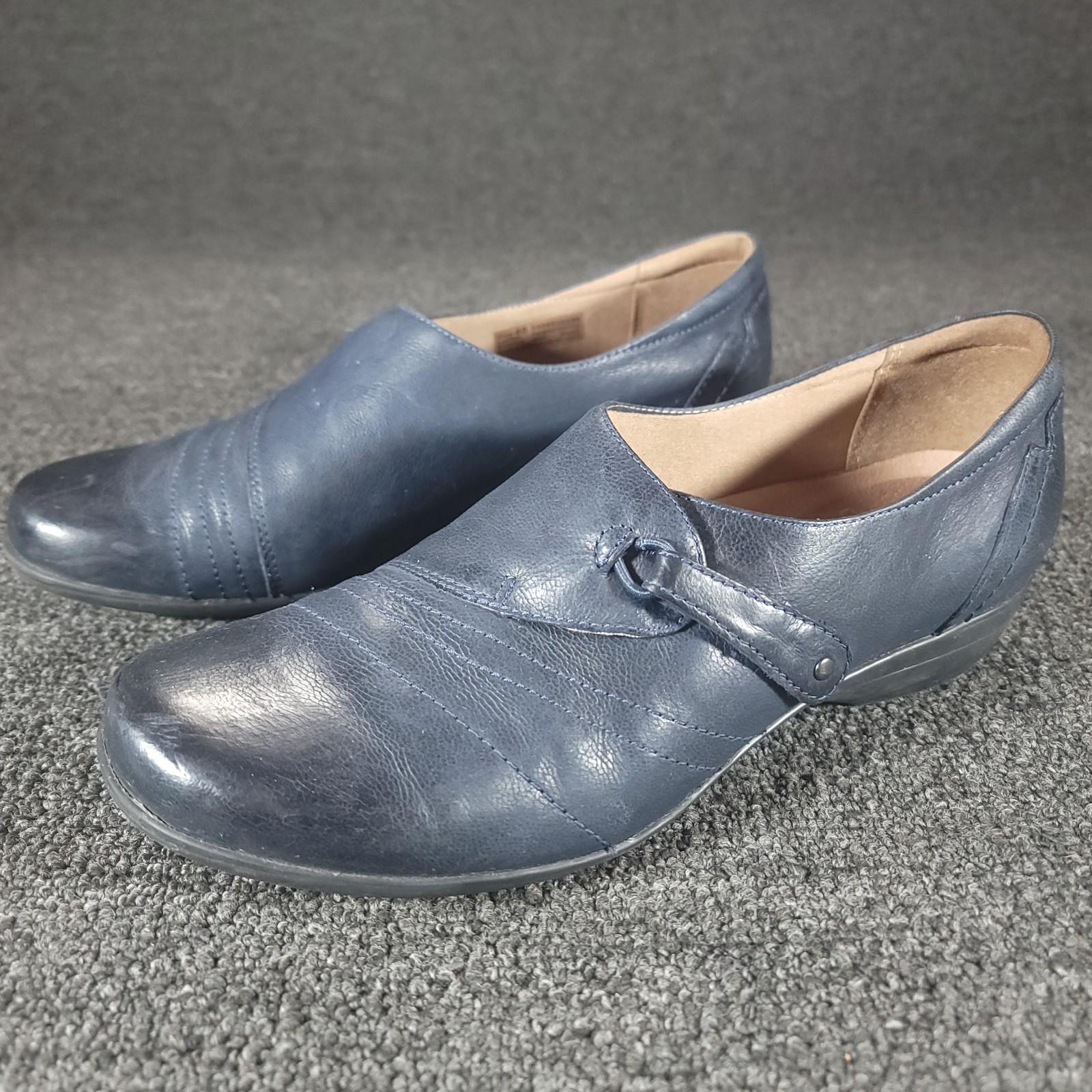 Dansko Franny Loafer Womens 9.5 (40) Navy Leather Hook And Loops Slide On Shoes