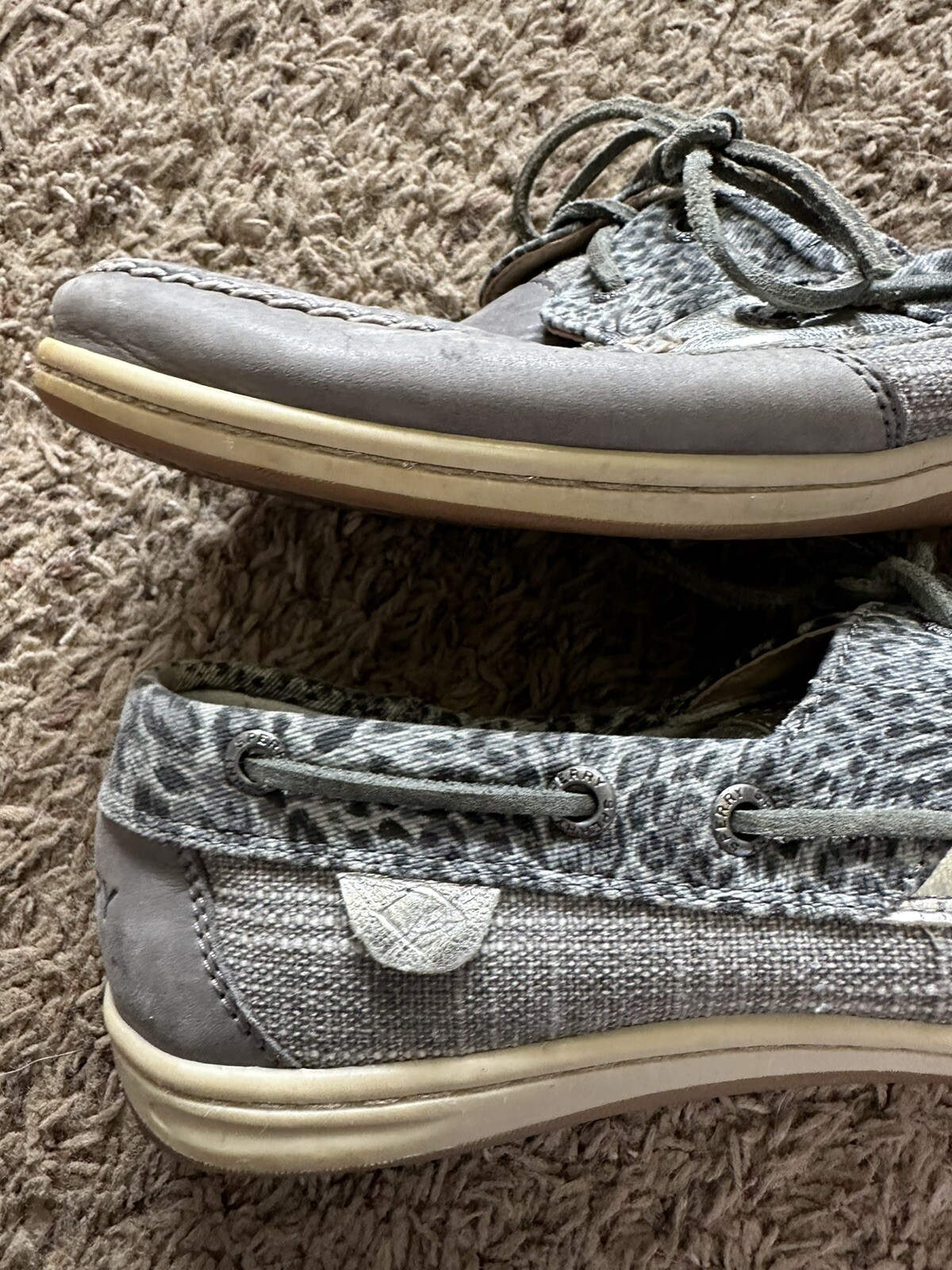 Sperry Top-Sider Taupe Leather Koifish Cheetah Boat Shoes WOMEN’S Size 8.5