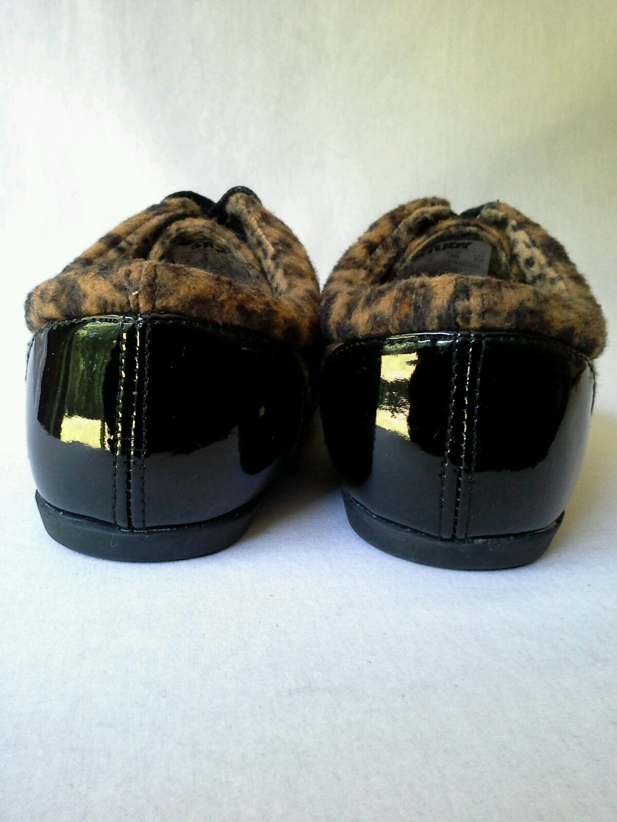 Urban Outfitters Faux Patent Fuzzy Leopard Print Drop Sneakers by STUDY Sz 4