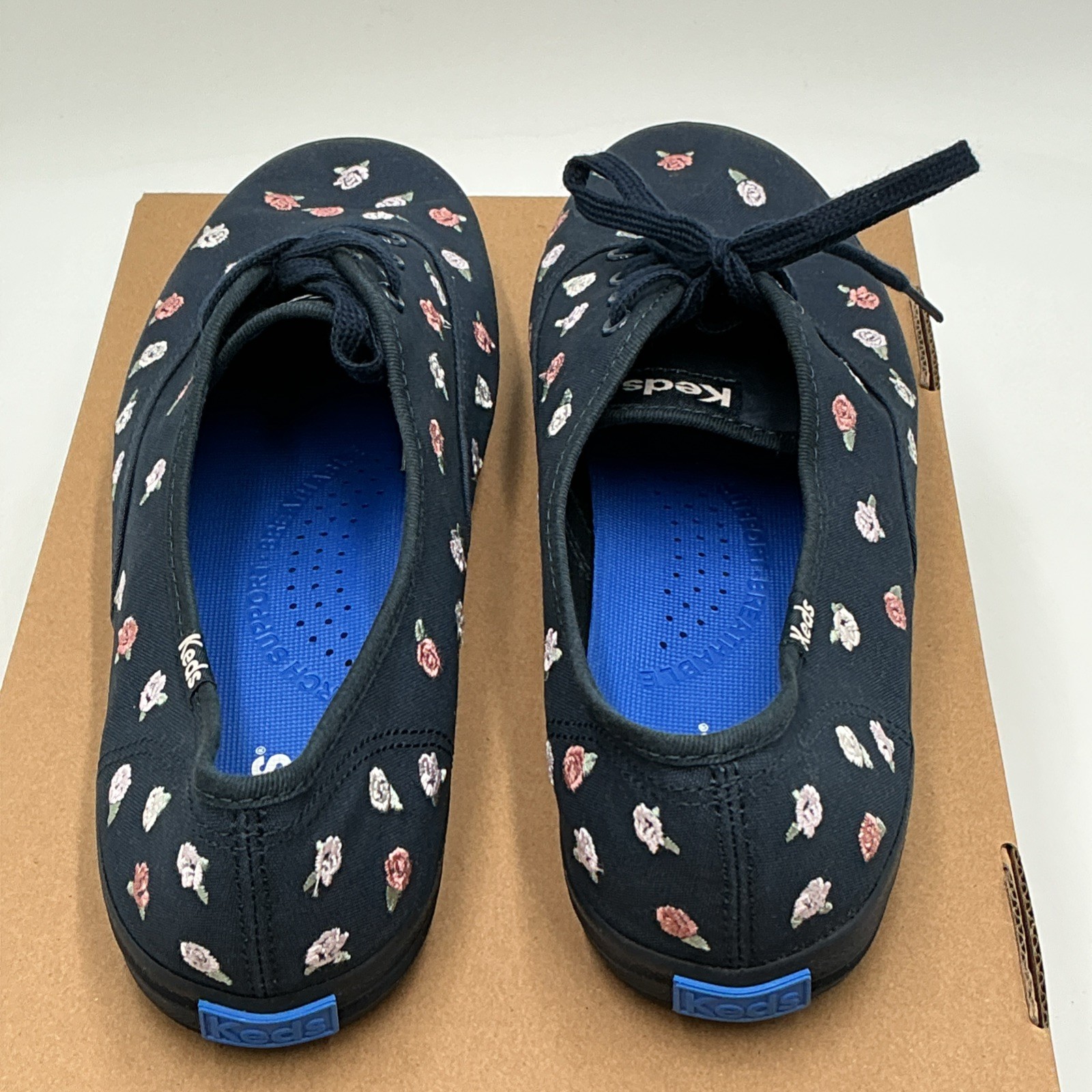 Keds Champion Sneaker Women’s 9 Navy Pink Rose Embroidered Canvas Shoes Ebay2747
