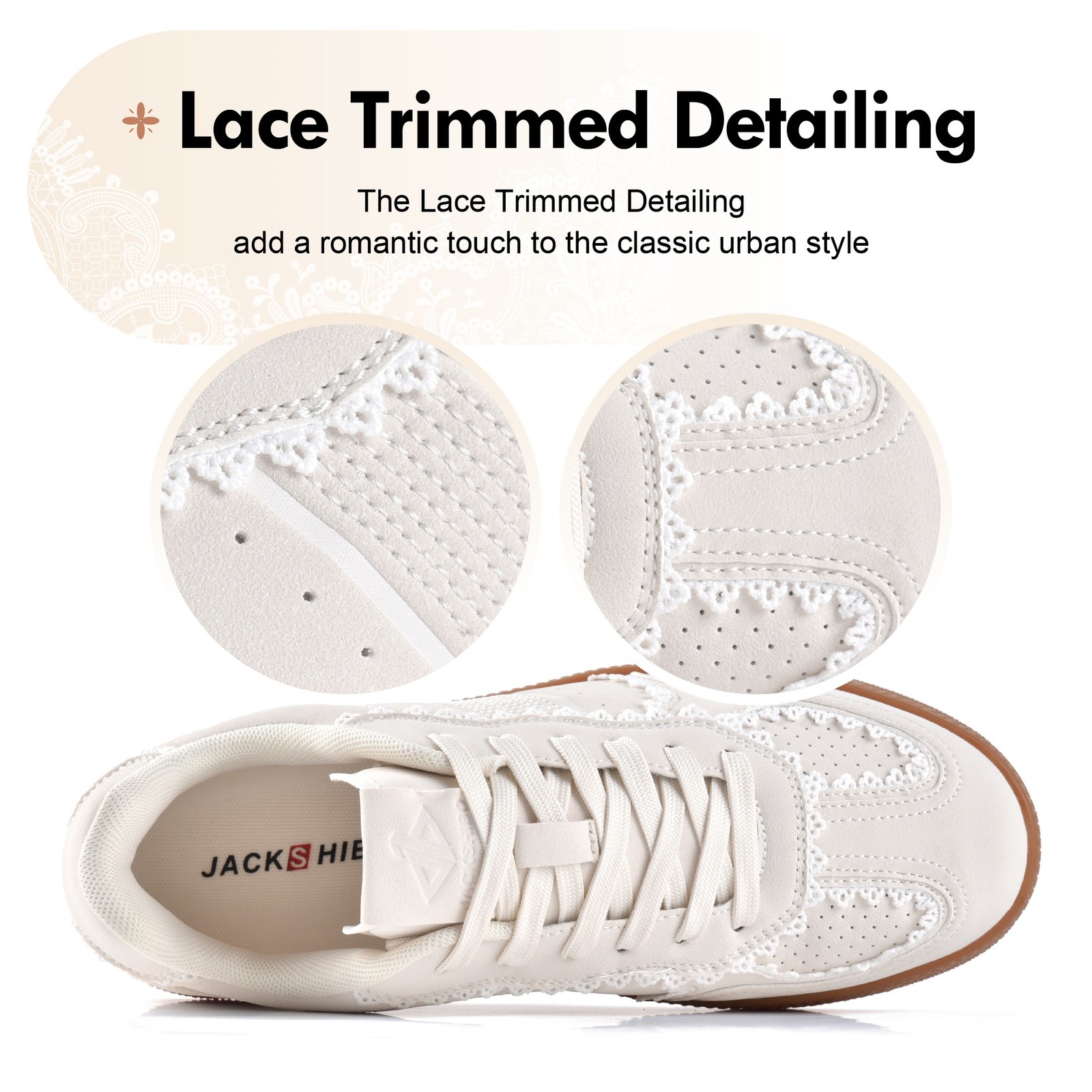 Women Ribbon Lace-Up Fashion Sneakers Arch Support Gum Sole Tennis Walking Shoes