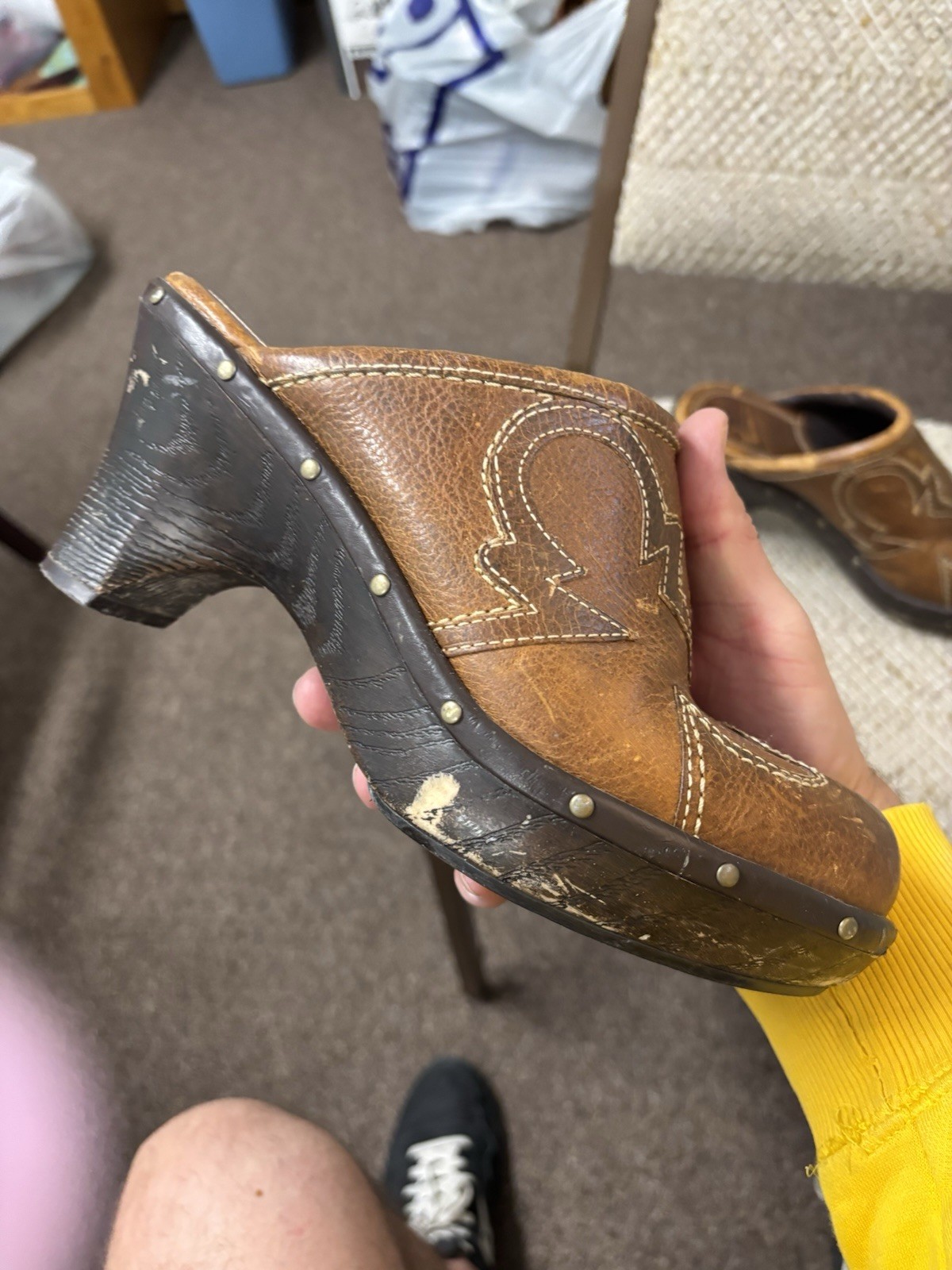 Sonora Western Clogs Brown Leather Mule Cowboy Vintage Bohemian Shoes 7.5 M