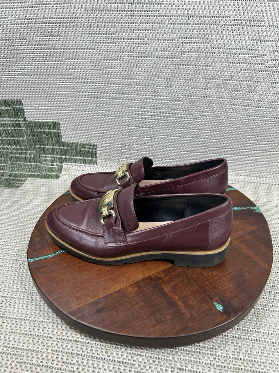 Kate Spade Shoes Womens Size 10 M Kolby Loafer Burgundy Leather Horsebit Slip On