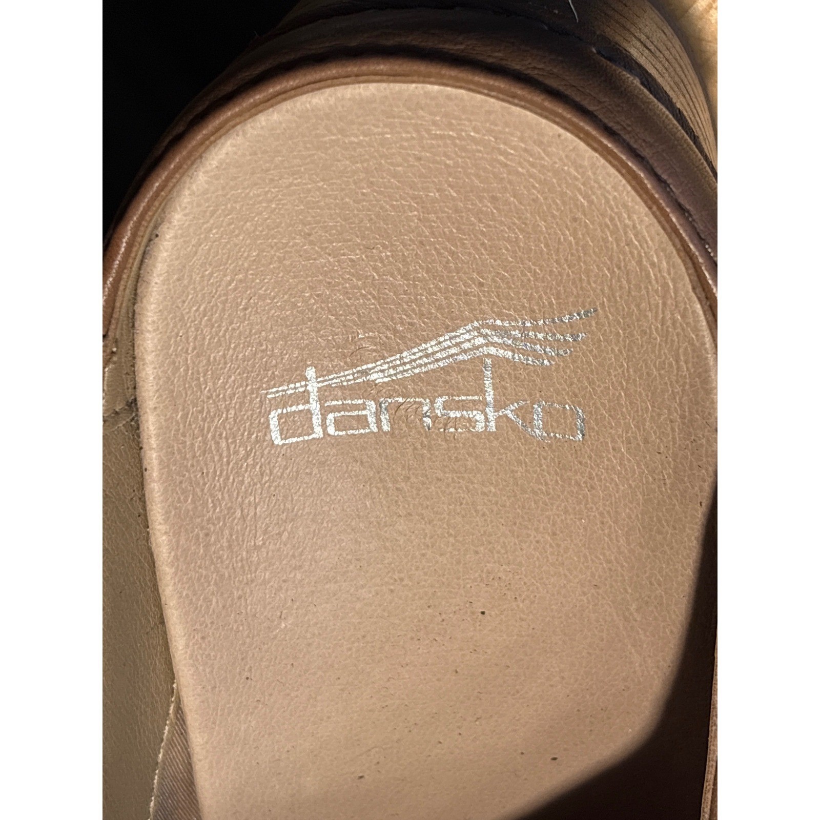 Dansko Clog Mules Women 37 Tan Leather Studded Buckle Shoes Pebbled Convertible
