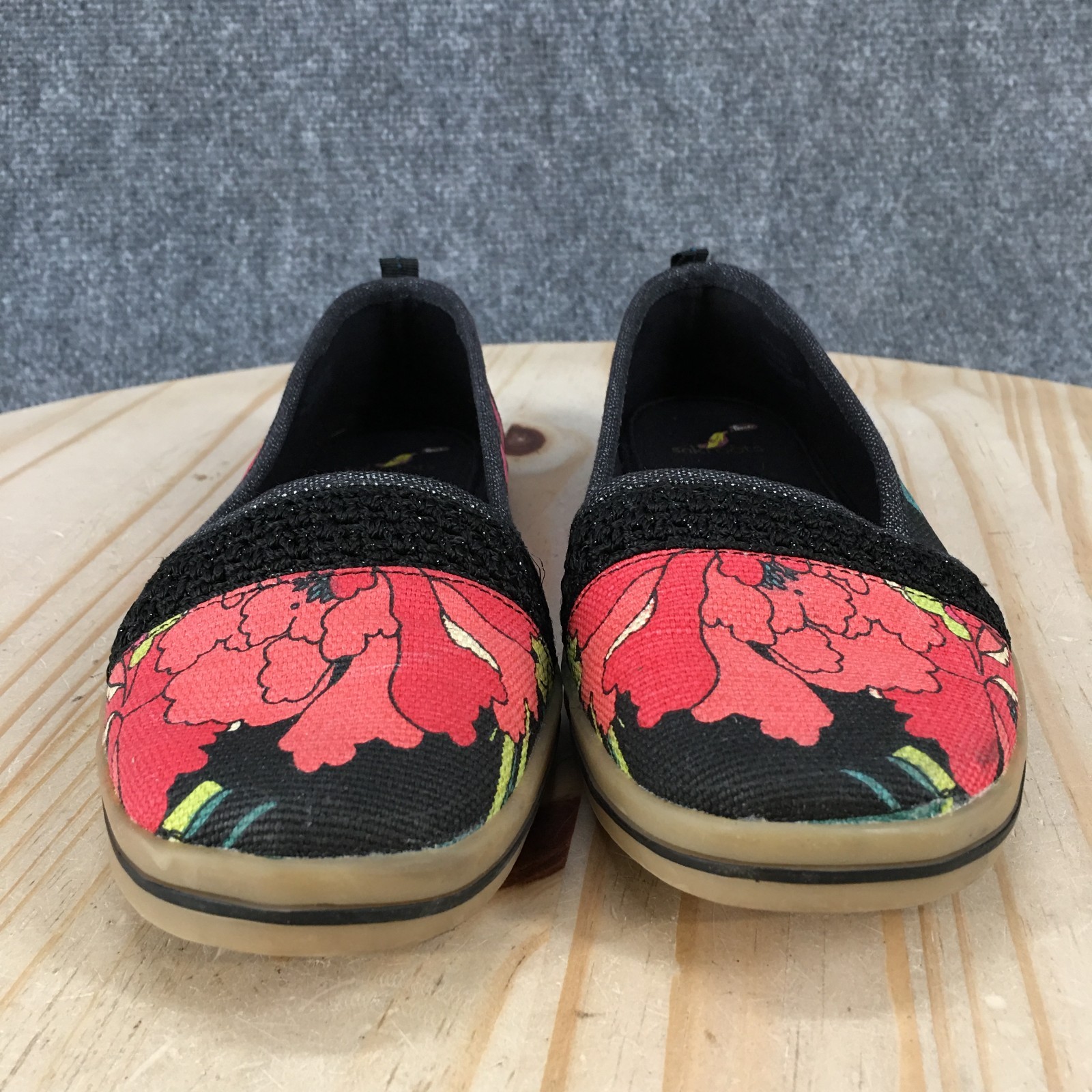 Sak Roots Shoes Womens 7 Casual Slip On Floral Loafer Flats Black Multicolor