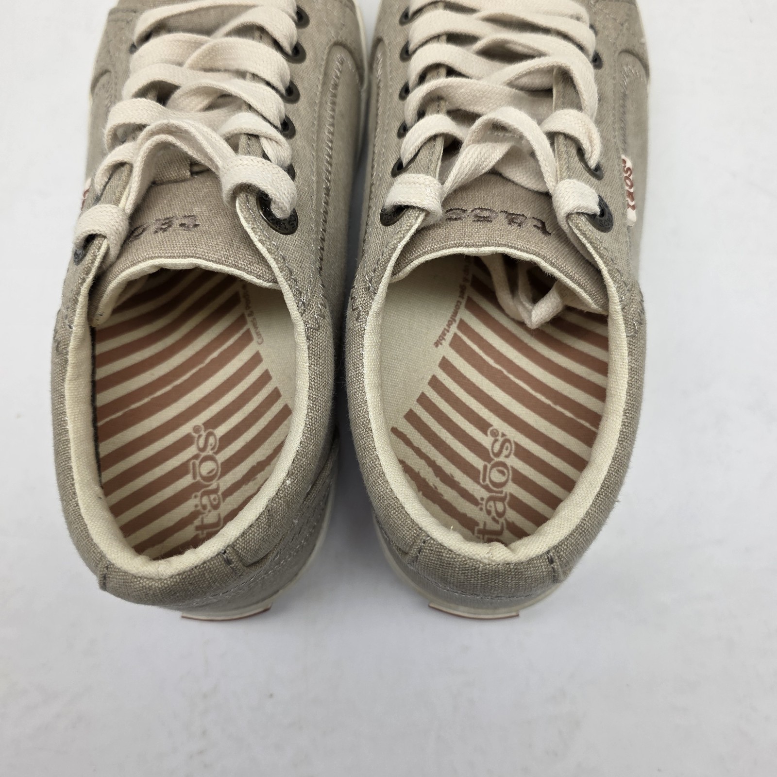 Taos Shoes Womens Star Tan Khaki Wash Canvas Comfort Sneakers Size 6.5 W Wide