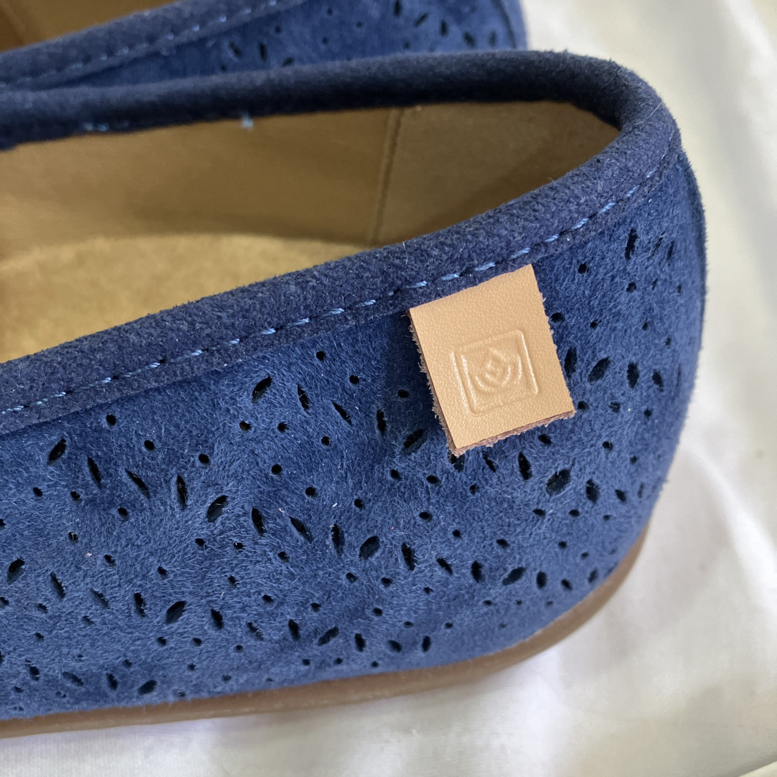 Spenco Women’s Orthotic Bailey Ballet Slip-on Flat Peacock Blue Suede Leather 7D