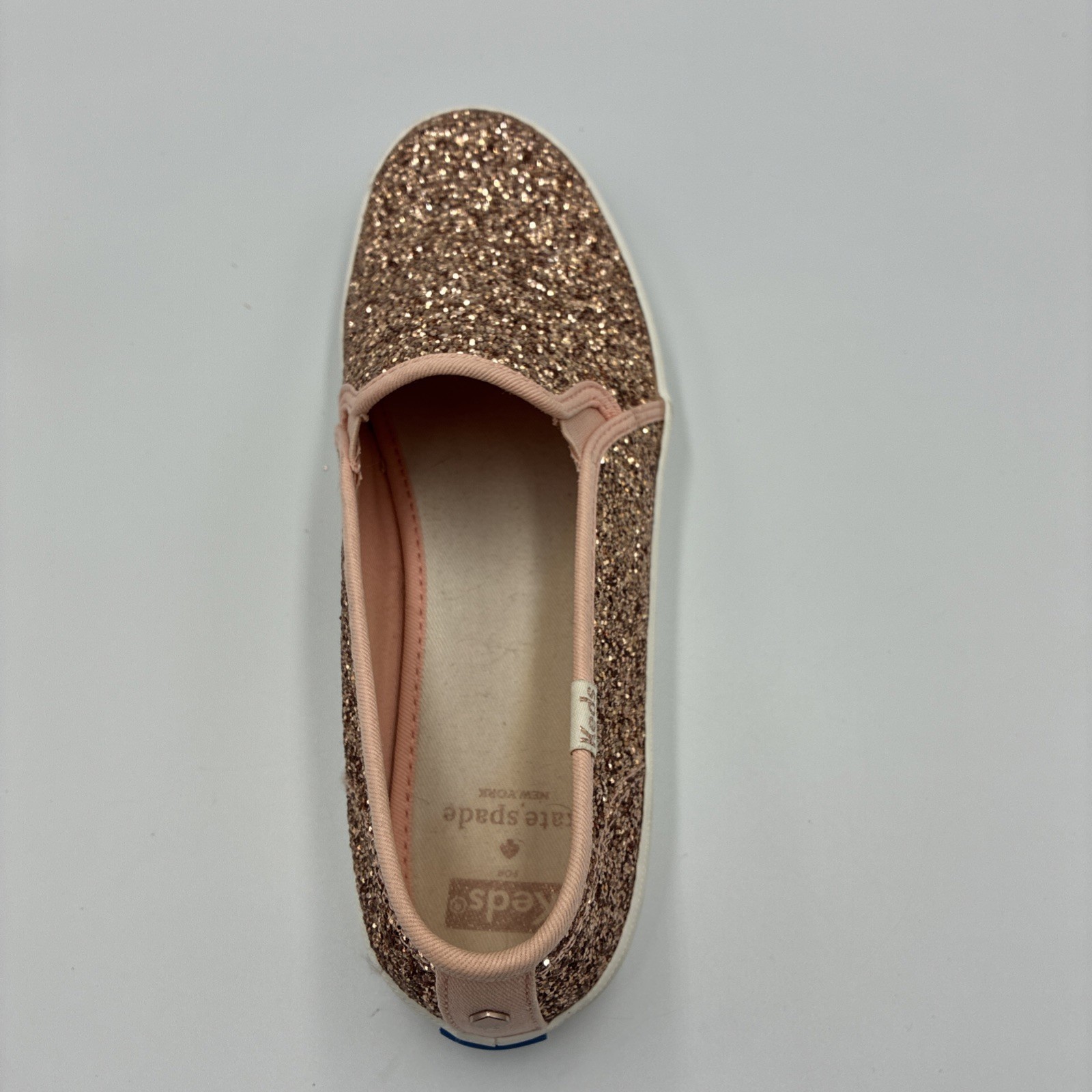 Keds x Kate Spade Triple Decker Womens Size 10 Rose Gold Glitter Slip On Shoes
