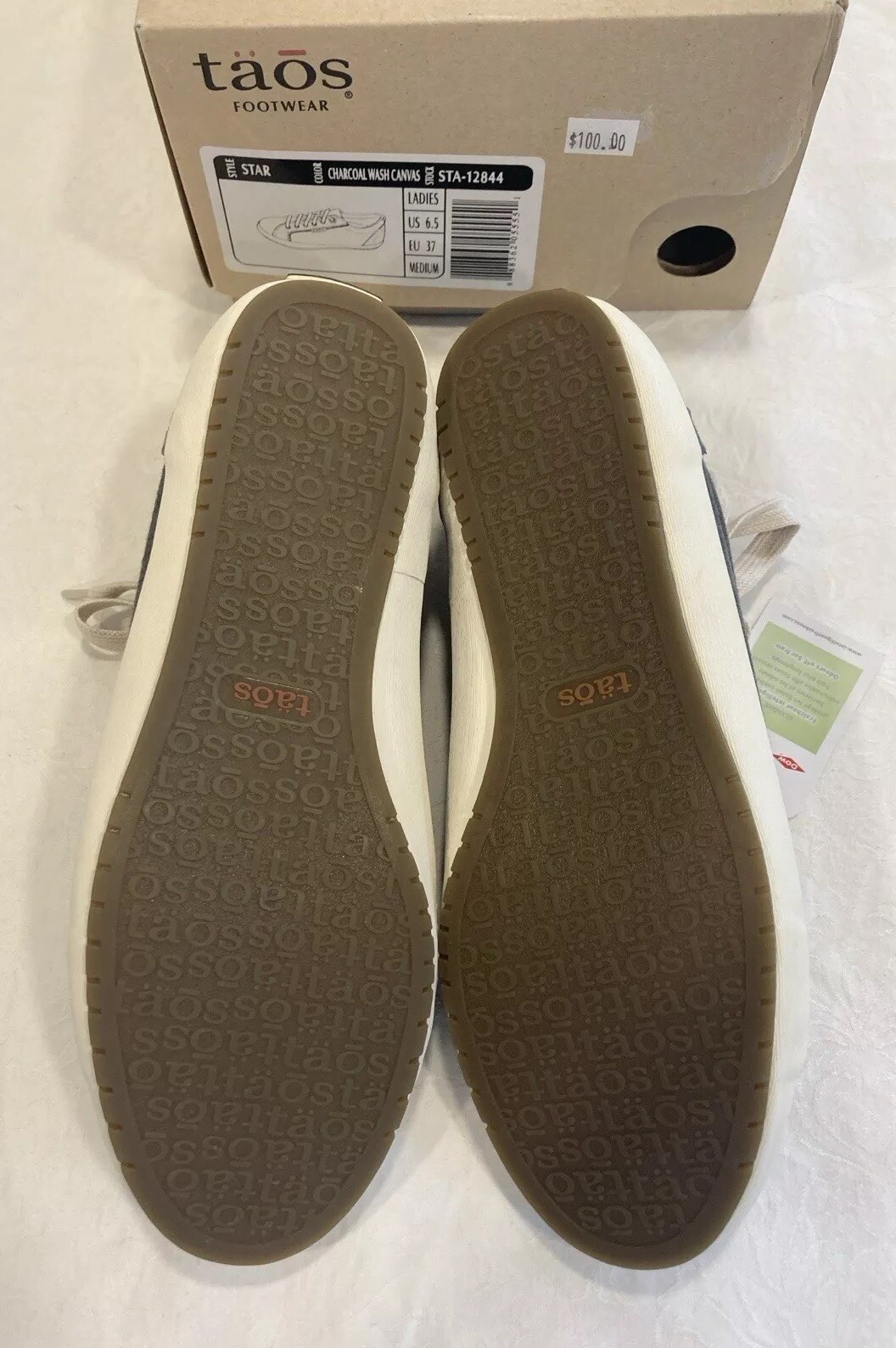 Taos STAR In Charcoal Wash Canvas In Size US 6.5—Best Seller! Comfy! NEW IN BOX