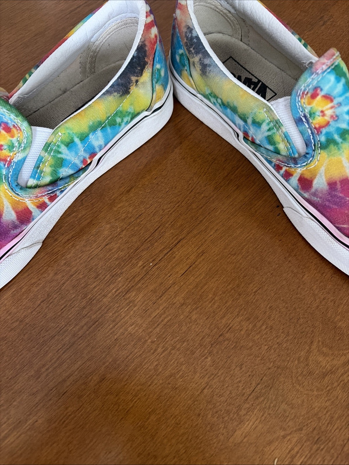Vans Rainbow Tie-Dye Classic Slip-On Skate Shoes Size M 5 W/6.5