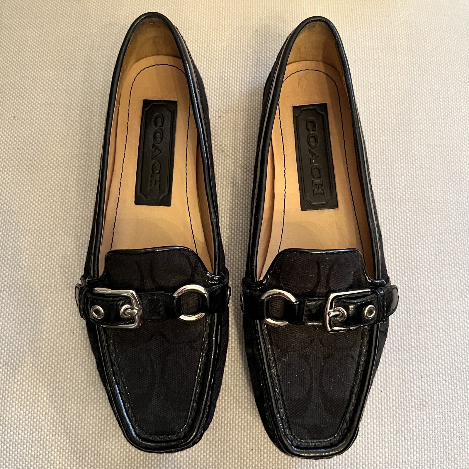 COACH Stacie Signature Jacquard Buckle Loafers Black Women’s 6 New No Box