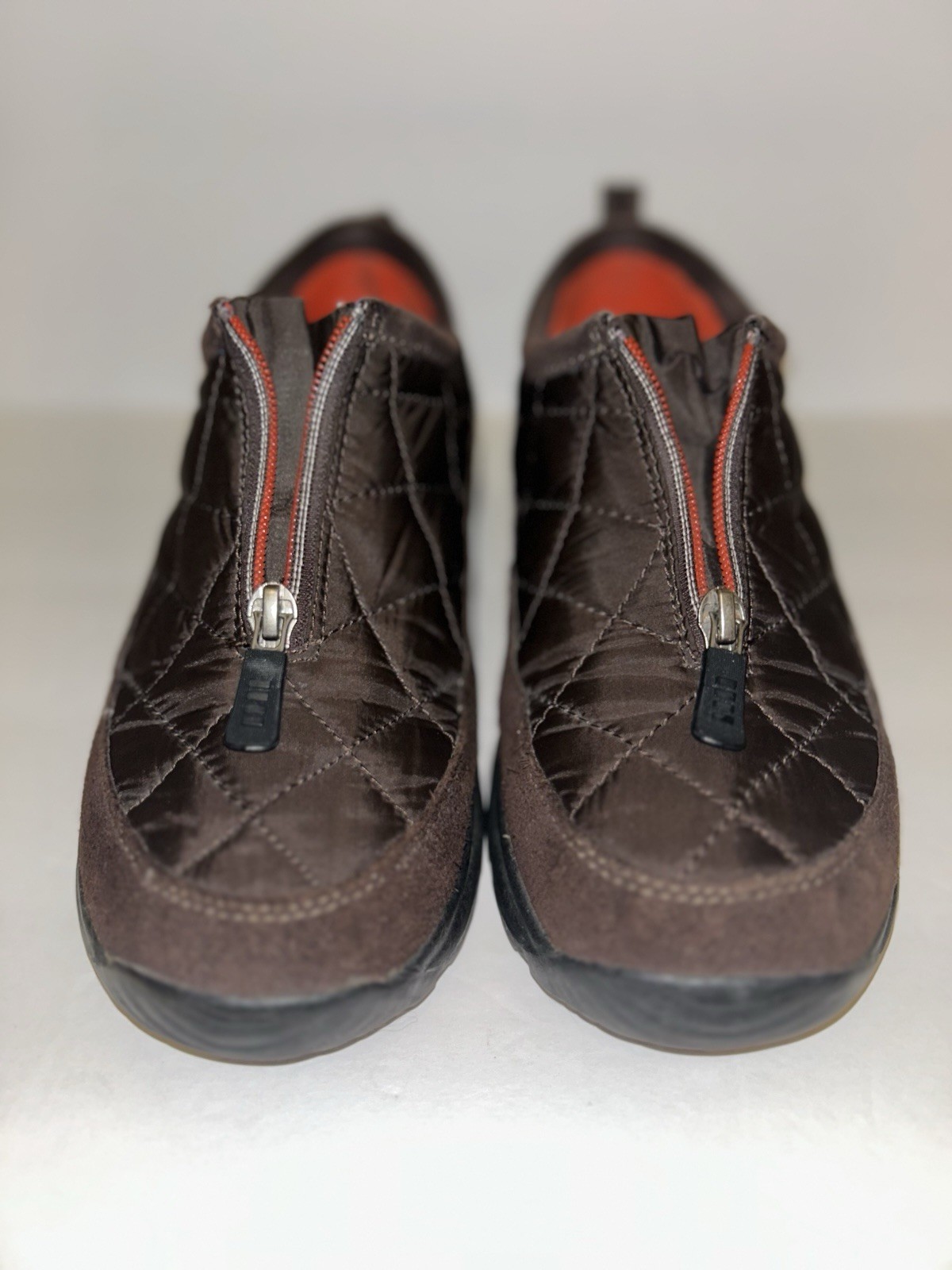 Lands End Women’s Sz 7.5 Brown Suede Hiking Walking Shoes Front Zip 86524