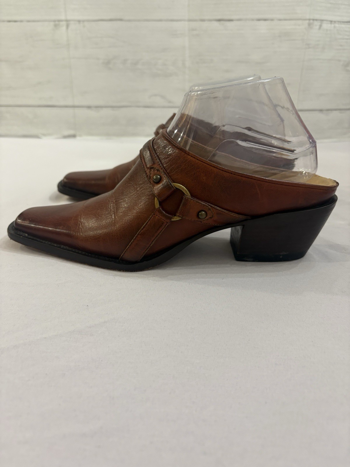 CHARLIE 1 HORSE LEATHER SLIP ON MULE BRAZILIAN WESTERN SHOES SZ 7.5 B