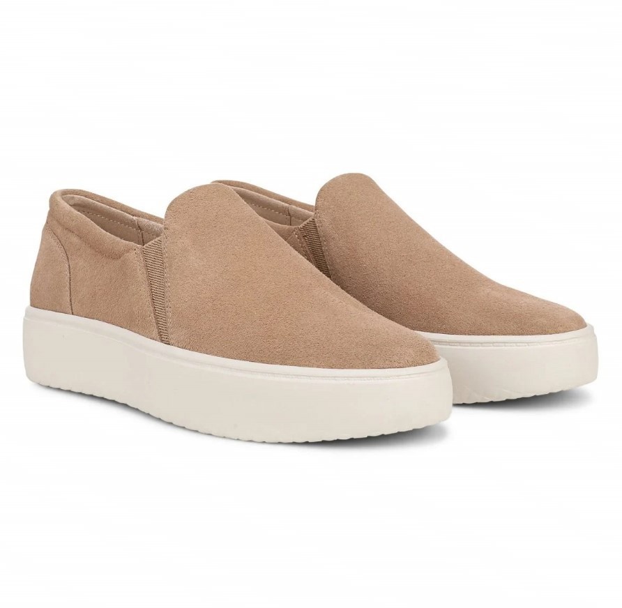 VIONIC Women Ellen Platform Slip On Sneaker, Desert Sand Suede (NEW)