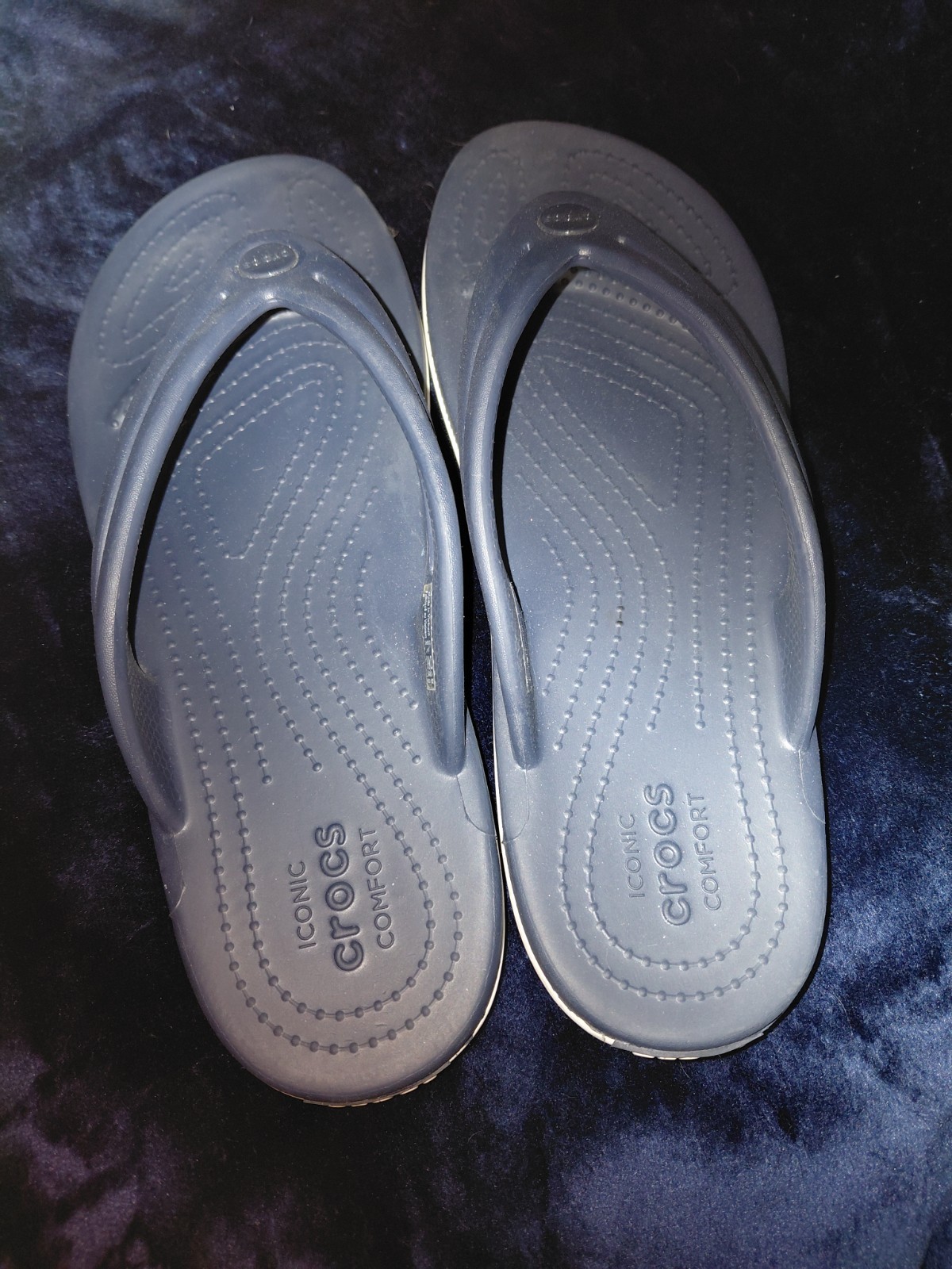Crocs Sandals Flip Flops Navy Blue White Women’s Size 10