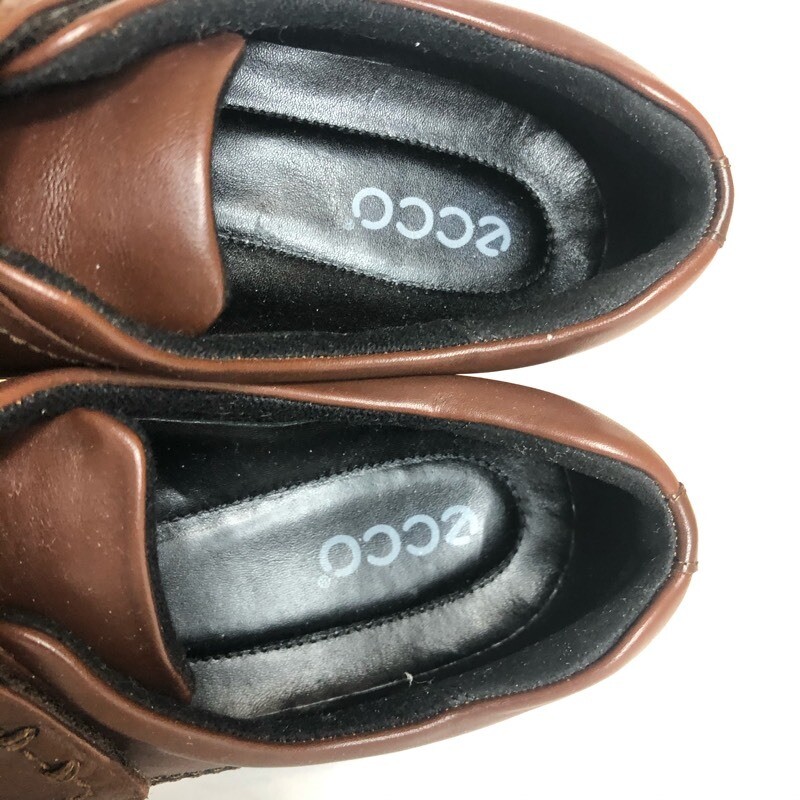 ECCO Womens Wave Monk Strap Shoes Brown Leather Hook & Loop Comfort 8 EU 39