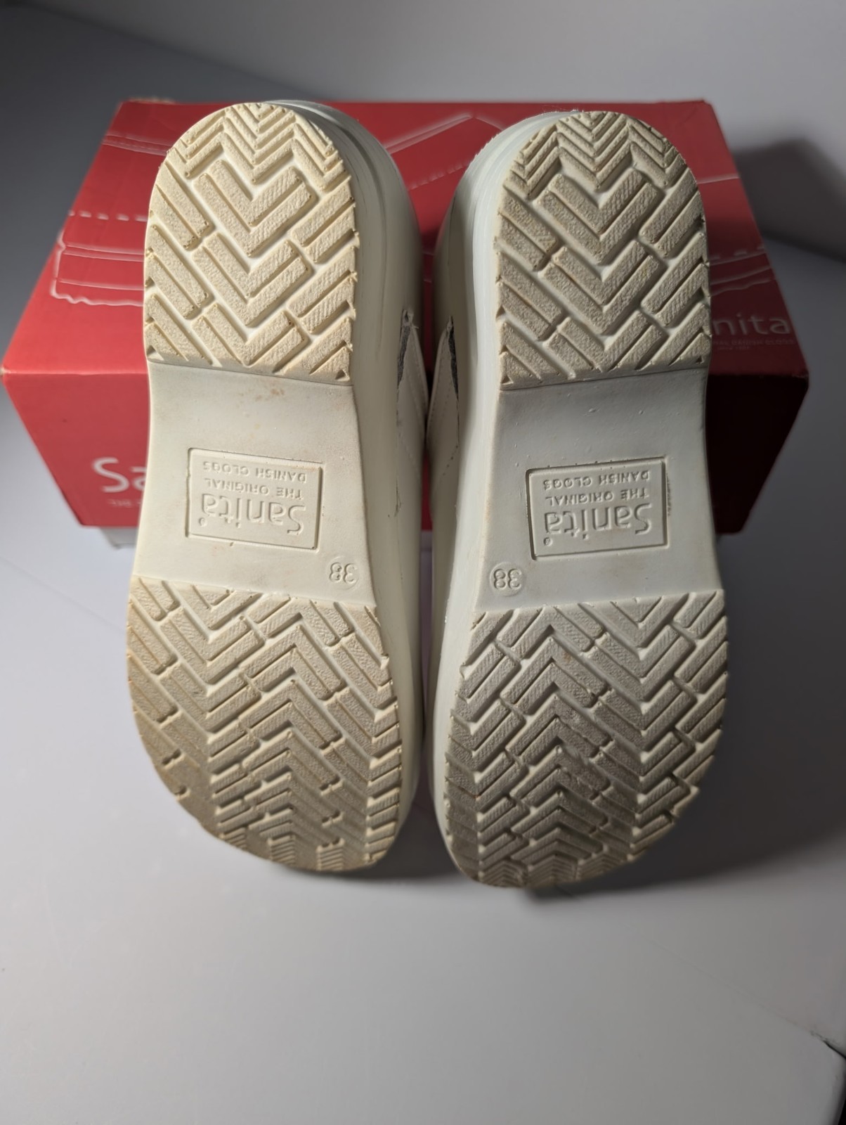 Sanita The Original Danish Clogs White Leather Slip On EU 38