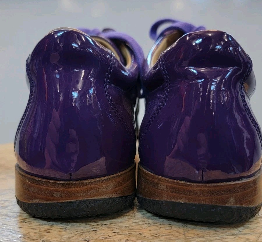 Bally Women’s Purple Shoe 6.5/37 Francisca Frenz Patent Leather Stripe Italy