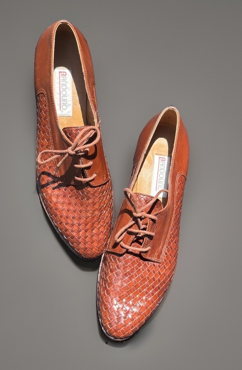 Vintage Bandolino Brown Woven Leather Oxford Women’s US10M Made In Brazil