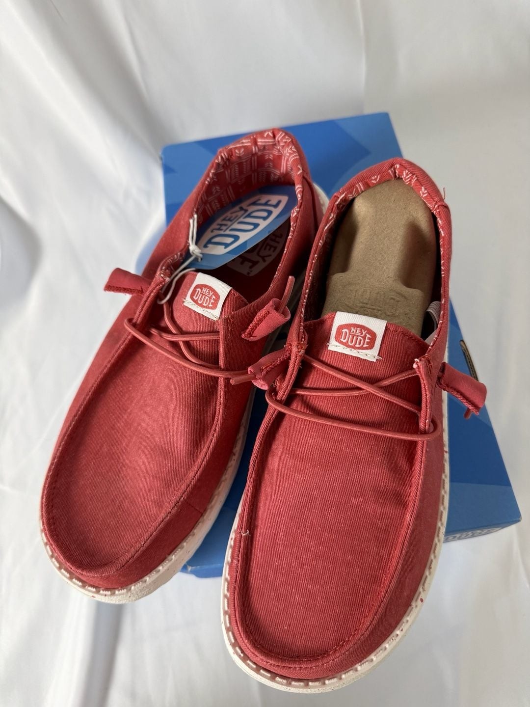 Hey Dude Wendy Stretch Canvas Shoes in Washed Red