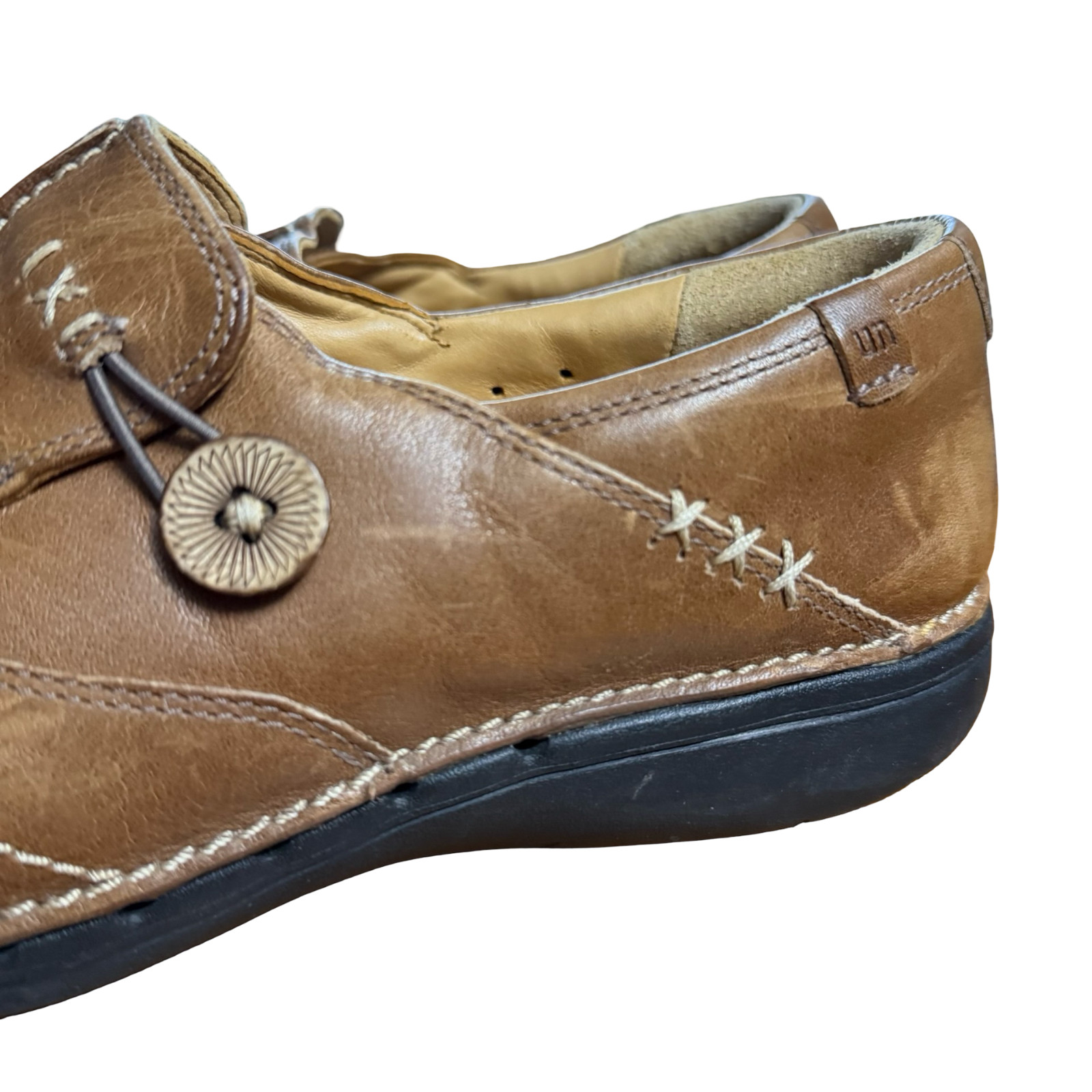 Clarks Unstructured Un Loop Tan Slip On Leather Loafers Comfort Shoes Flats 8 W