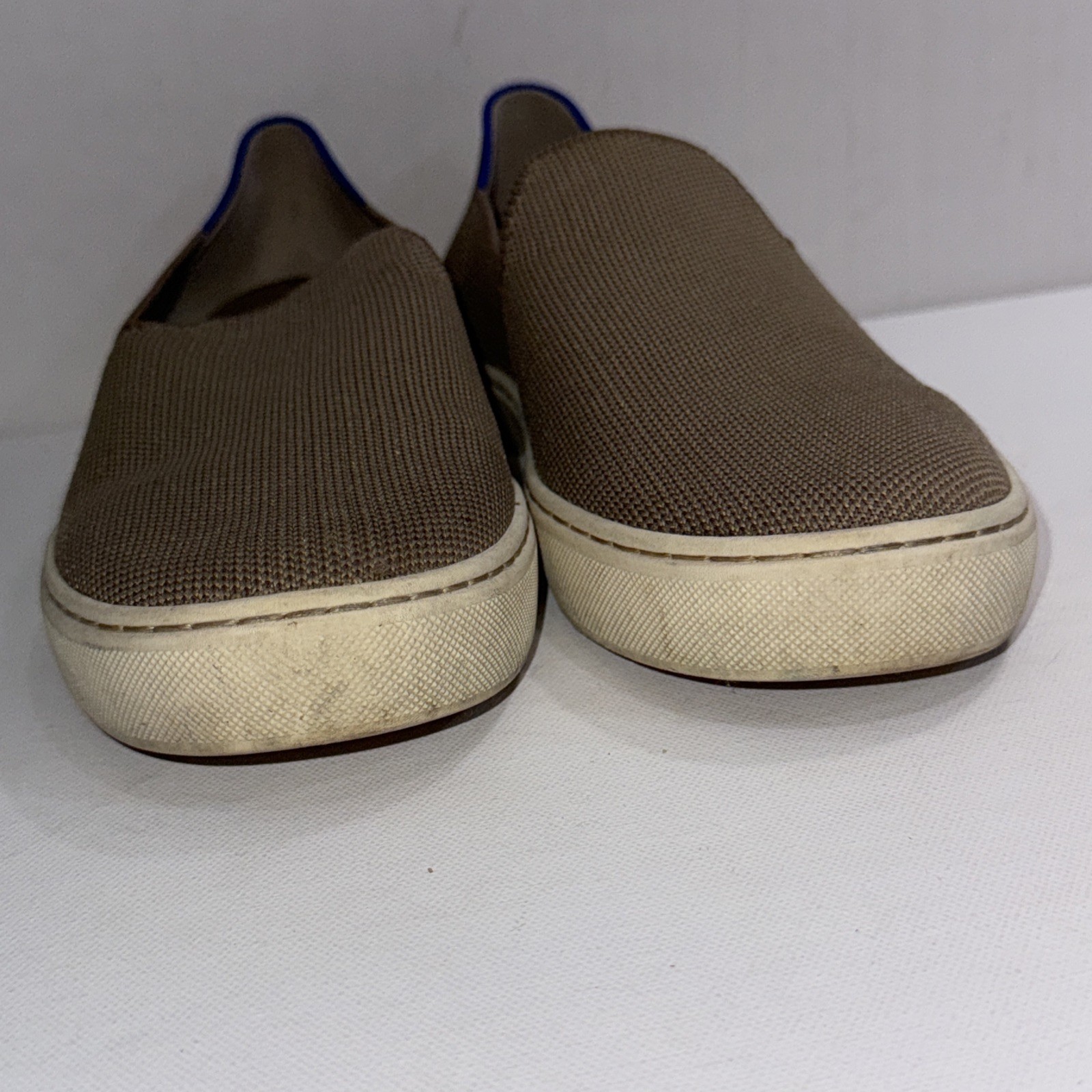 Rothys Beige Classic Preppy Minimalist Designer Slip On Sneakers Shoes Size 7.5
