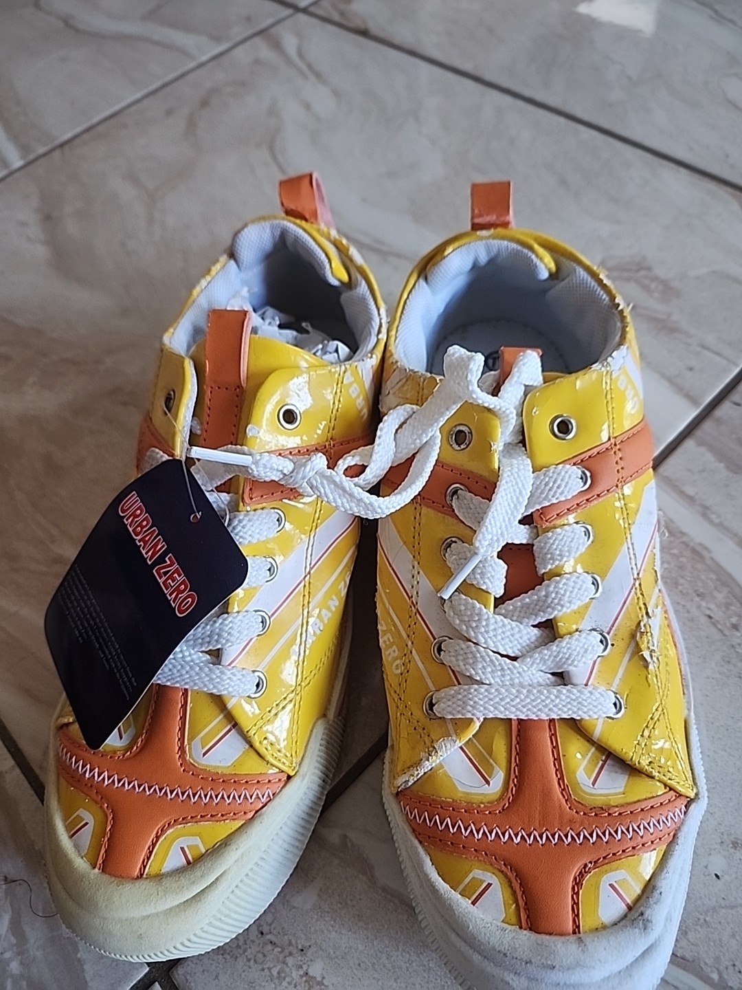 Urban Zero Sneakers Womens 7.5 Yellow Orange Lace Up Casual Athletic Shoes