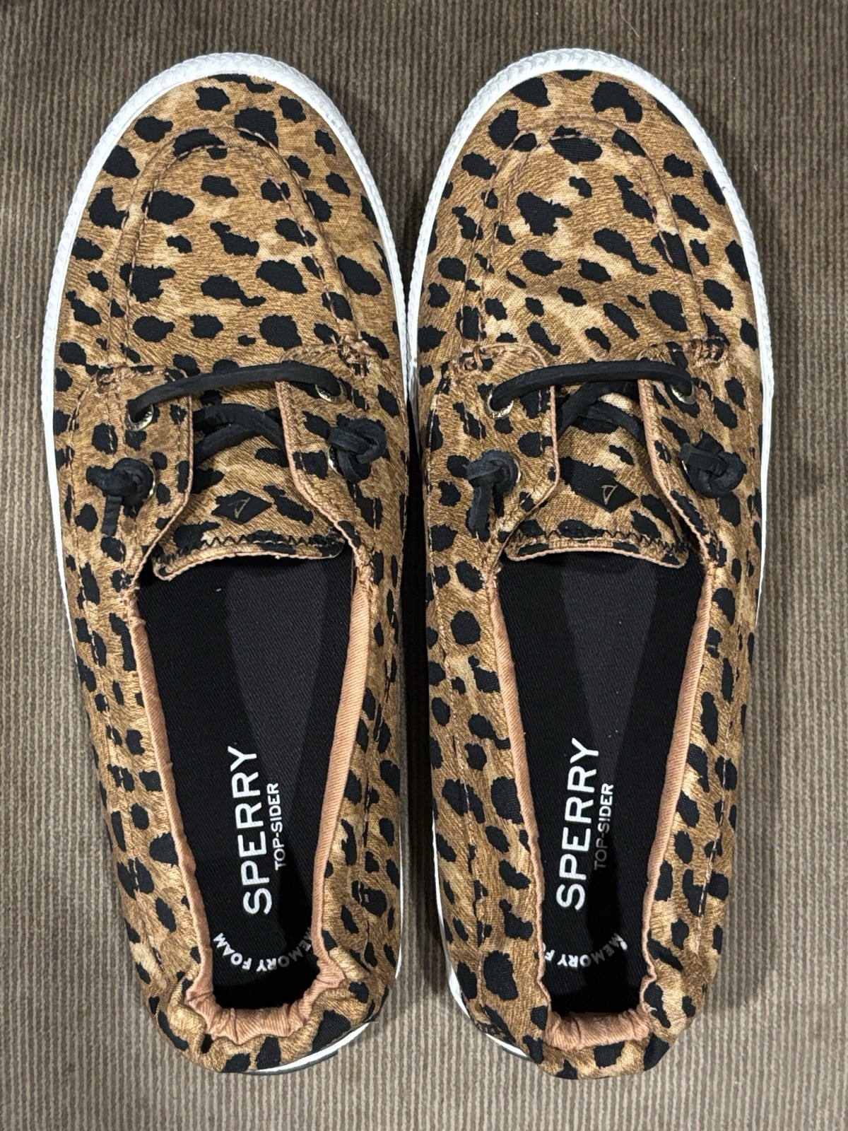 Sperry Top-Sider Women’s Leopard Print Canvas Lace-Up Low Top 9.5M