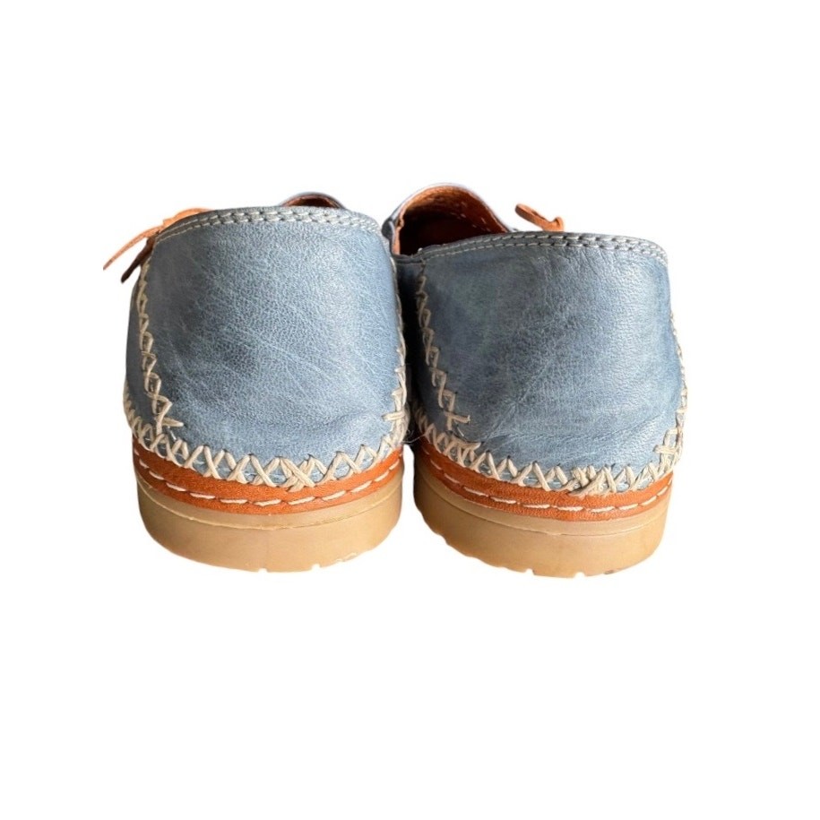 Spring Step Sideways Blue Leather Laser Cut Loafers Flats Women’s Size 8