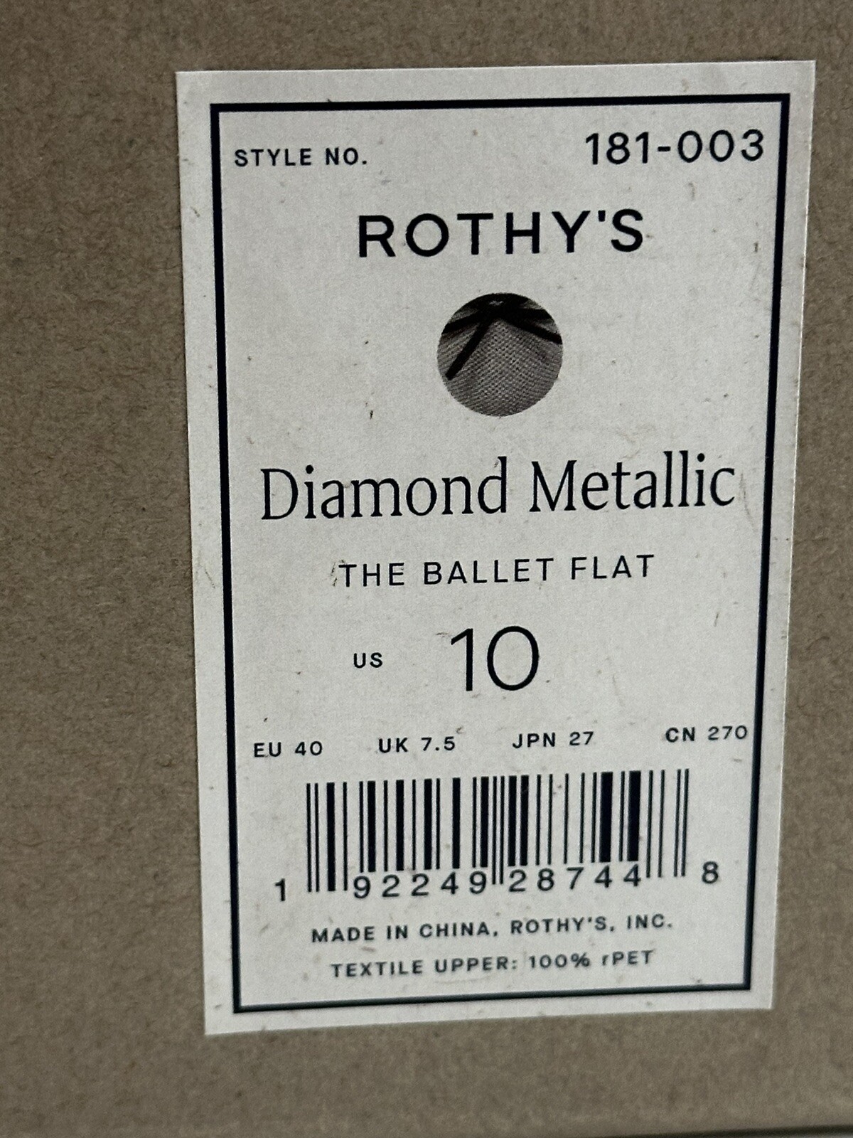 Rothy’s Women’s The Ballet Flat – Diamond Metallic – Size 10 – Brand New!!