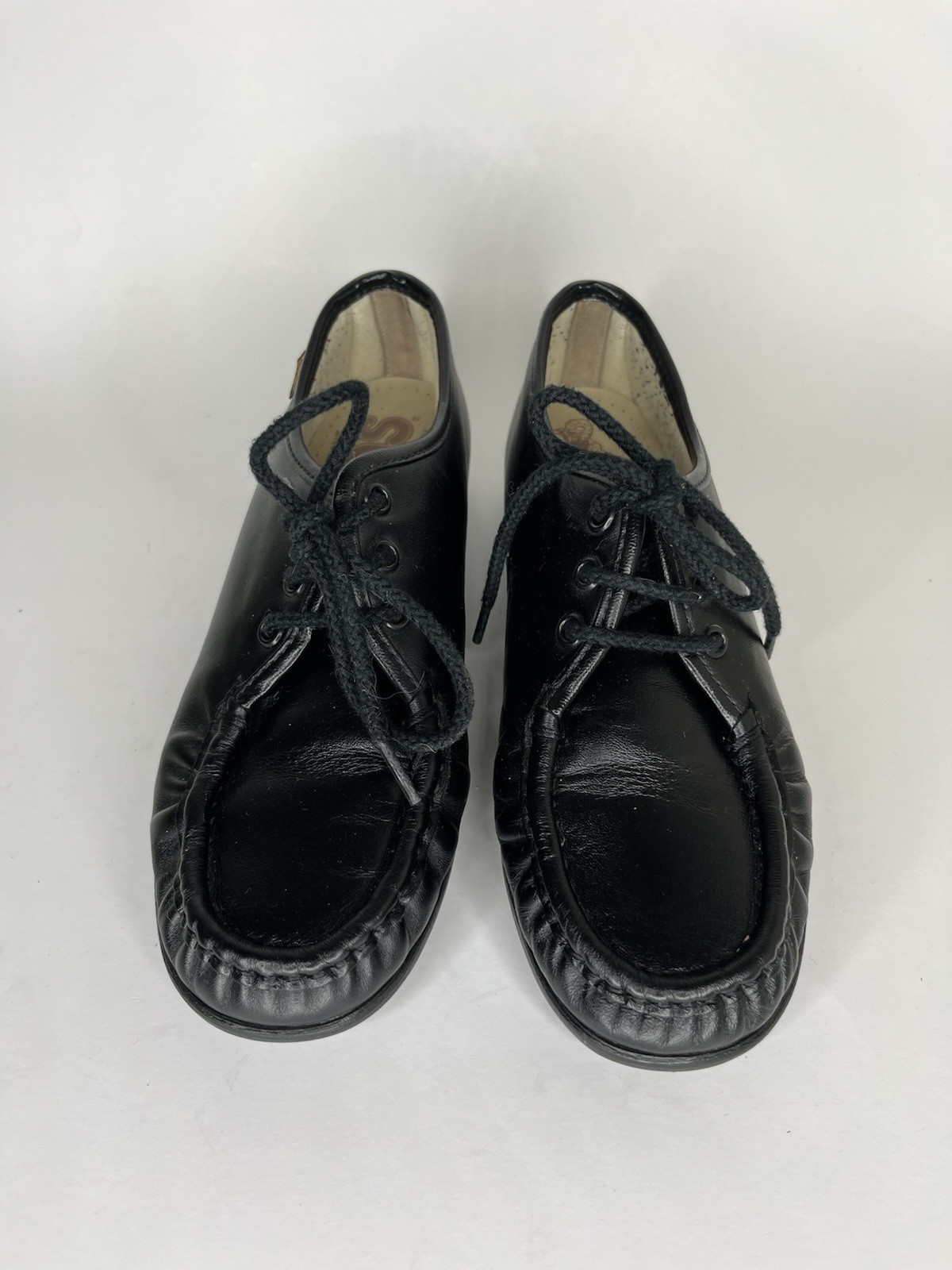 SAS Handsewn Shoes Moc Toes Lace Up Women Size 5M Black Leather USA