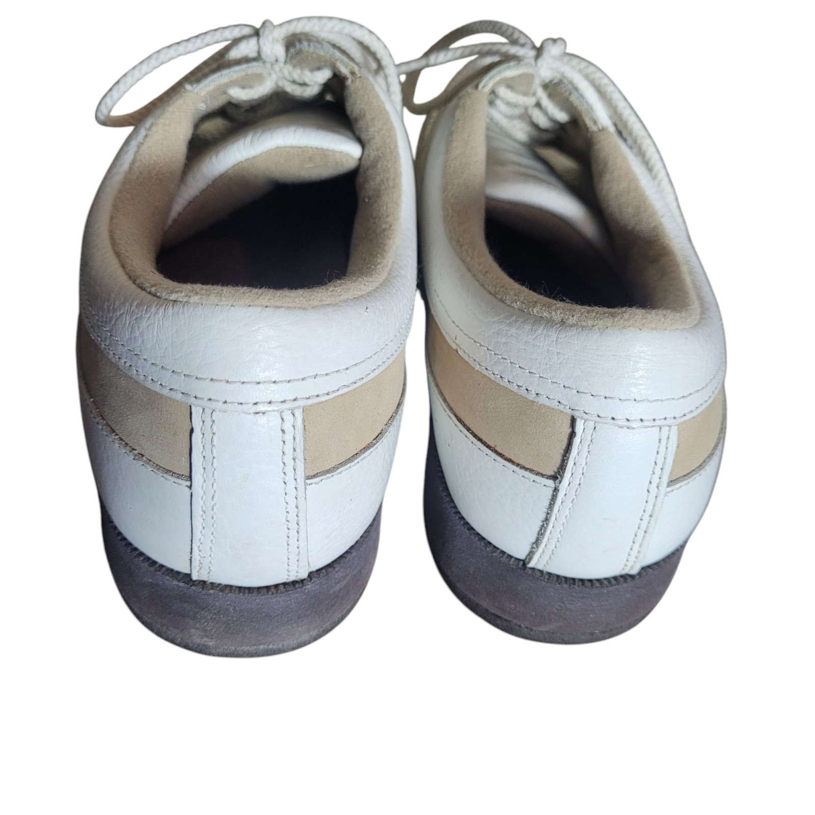Footjoy Softjoy Leather Lace Up Loafers Shoes Women’s 8.5 White Tan Golf Preppy