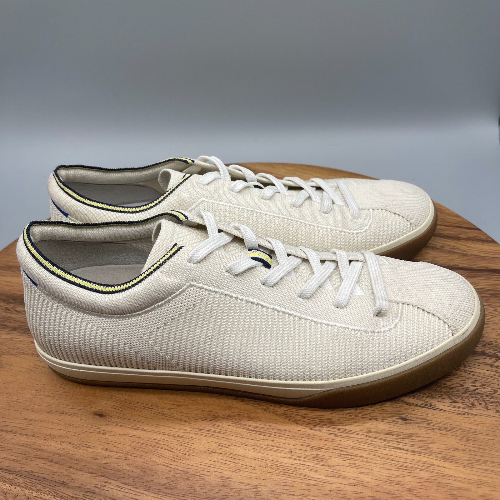 Rothy’s The Lace Up Shoes Womens Size 11 Blonde Ivory Knit Comfort Sneaker