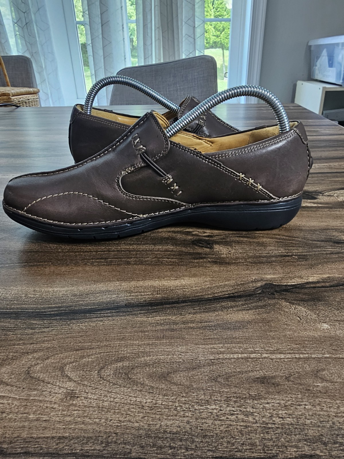 Clarks Unstructured Un Loop Loafers Dark Brown Leather Slip On Shoes Women 9
