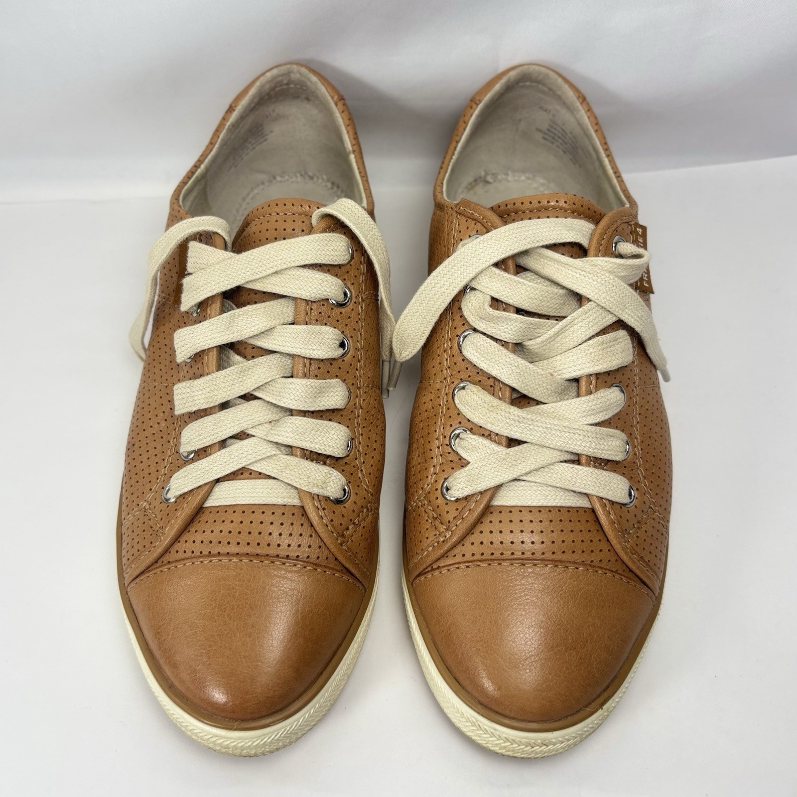 FRANKiE4 NAT II Sneakers Womens 7 Soft Tan Perforated Leather Comfort NO INSOLES