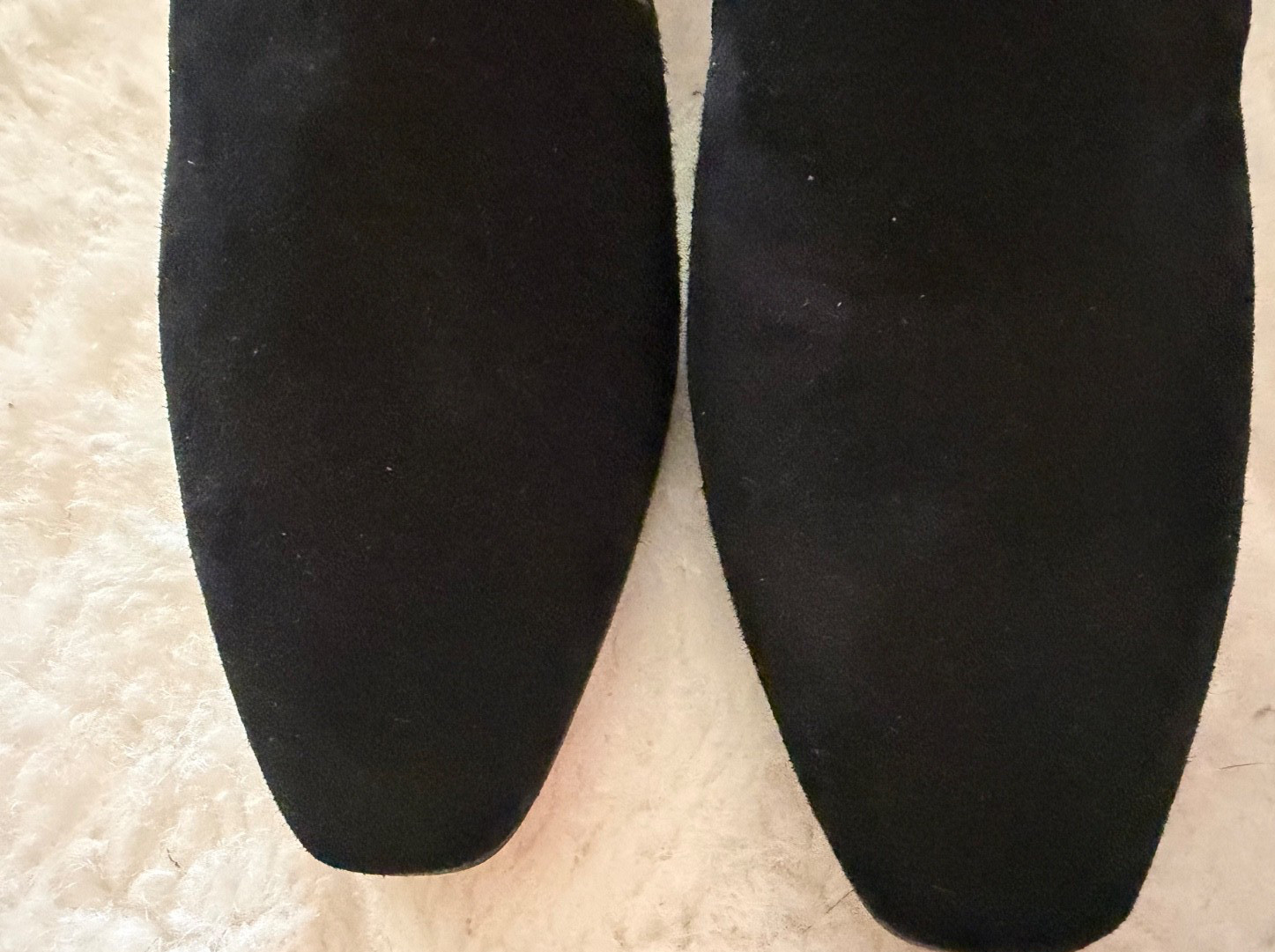 RALPH LAURED SIZE 6.5 Black Suede Covered Block Heel JADA Slip On Almond Toe