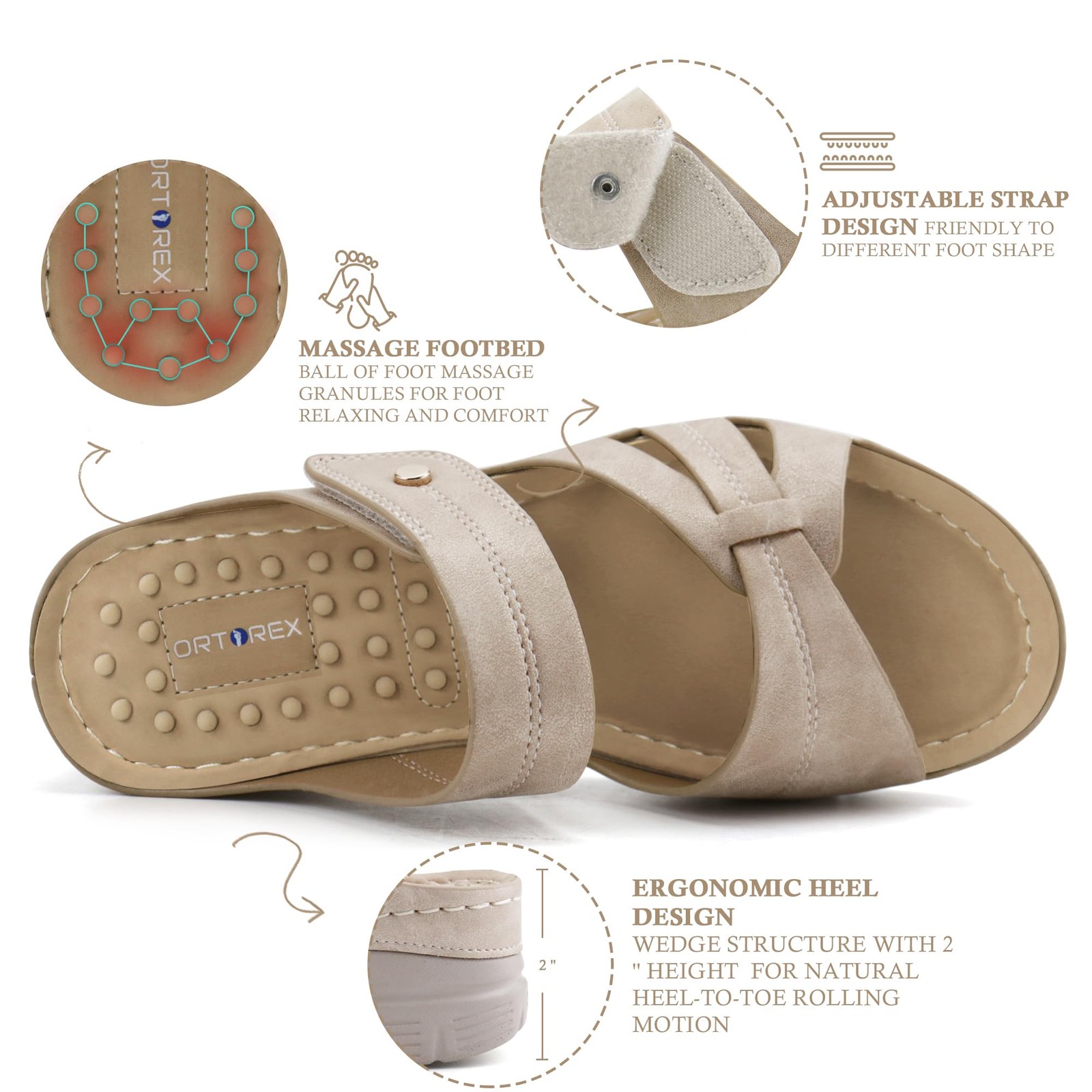 Ortho + Rest Women Orthotic Slides Comfortable Orthopedic Sandals Walking