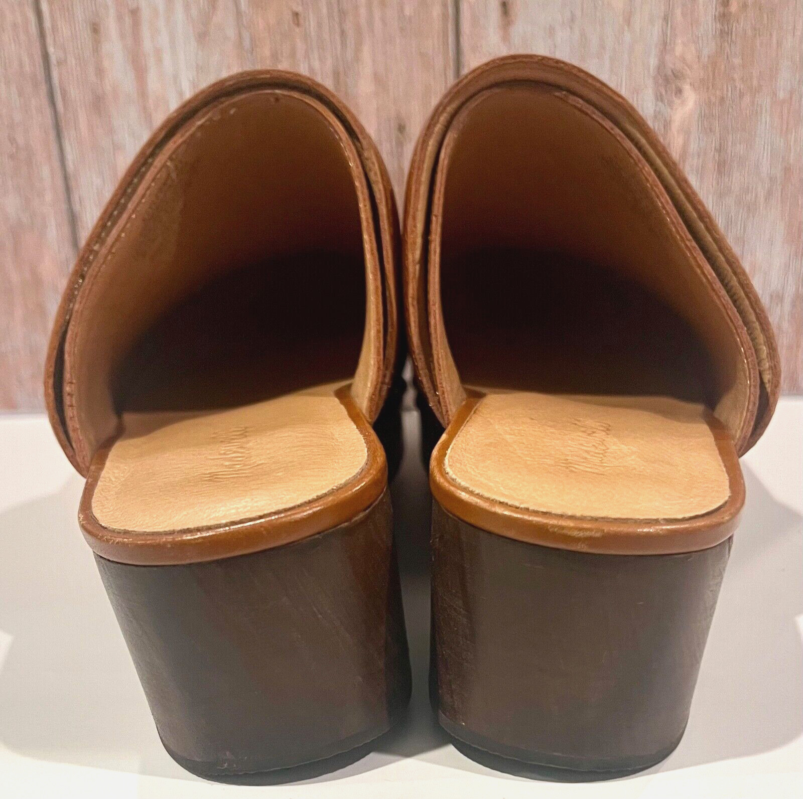 MADEWELL Cecily CLOG English Saddle Size 9.5 Oiled Leather Honey Brown Cute Shoe