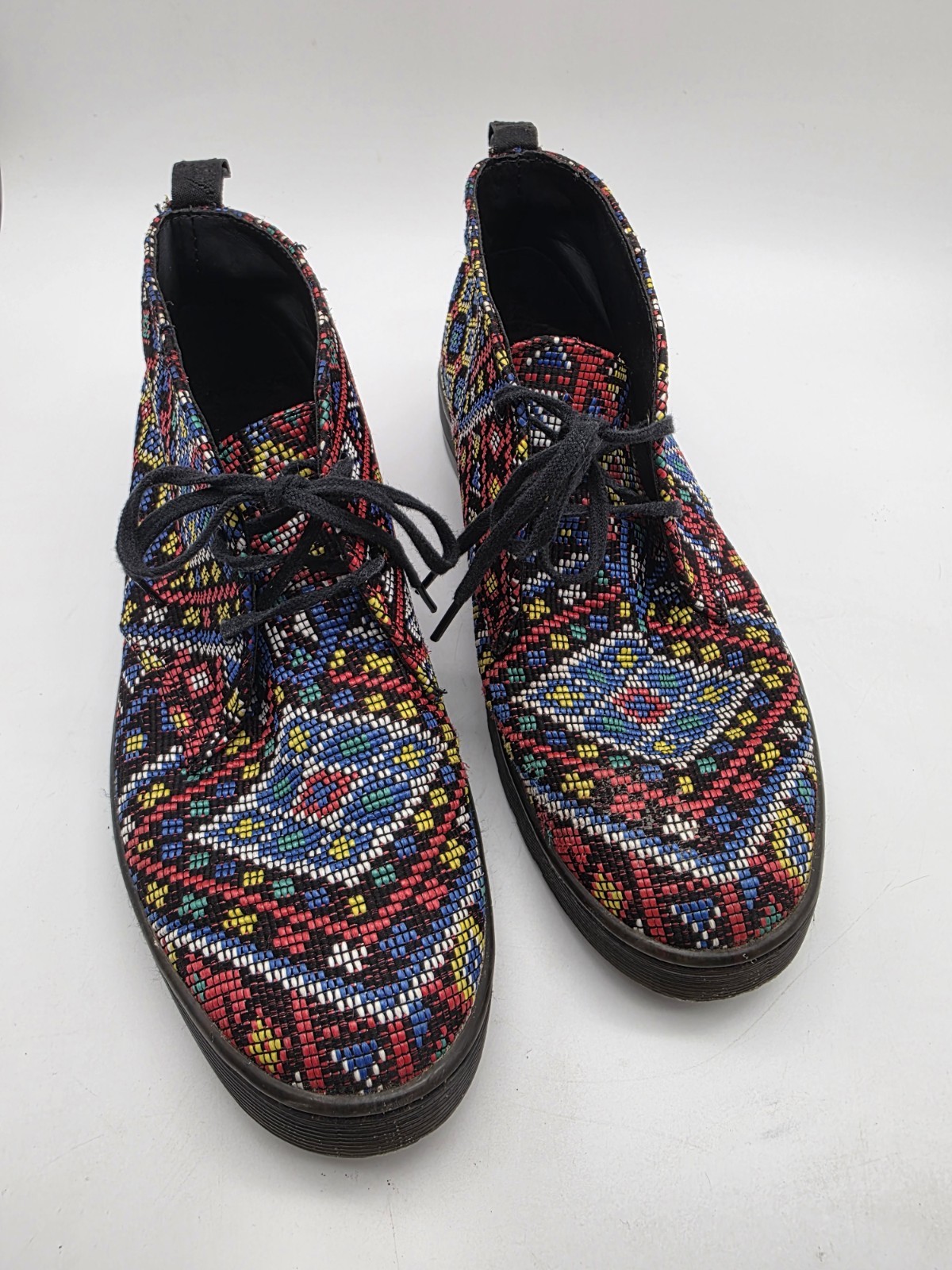 Size 9 – DR MARTENS Daytona Women’s Ankle Boot. Multicolor Woven Aztec Mosaic