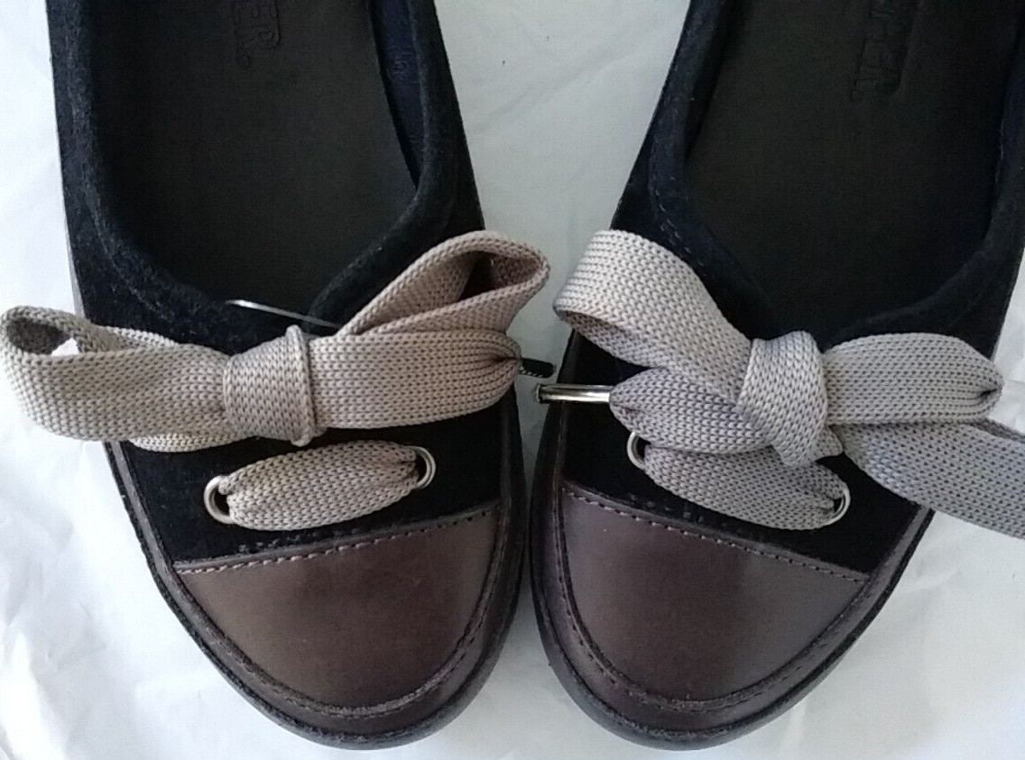 CANDICE COOPER Candy Bow Sneaker Ballet Flat Brown/Black Leather+Suede (5) NWOB
