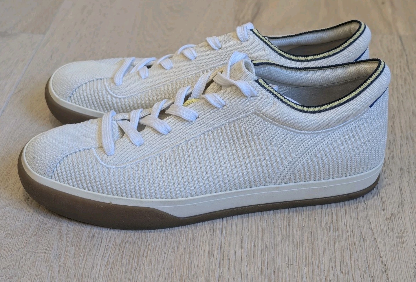 Rothy’s The Lace Up Sneaker Womens 8 Blonde Ivory Knit Comfort Low Top Shoes