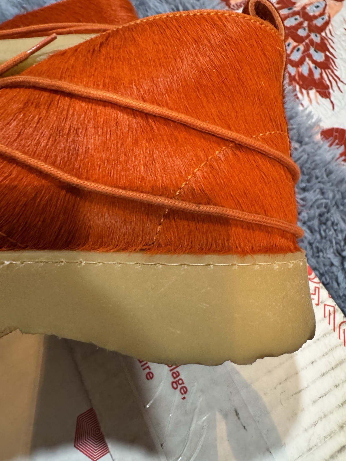 Preowned Clarks x Zara Cow Hair Ankle Desert Boots in Orange Size 38