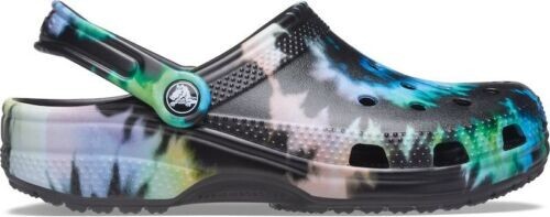Croc Unisex Classic Tie-Dye Graphic Clogs Multi Black/Black Size M8/W10 (0911)*
