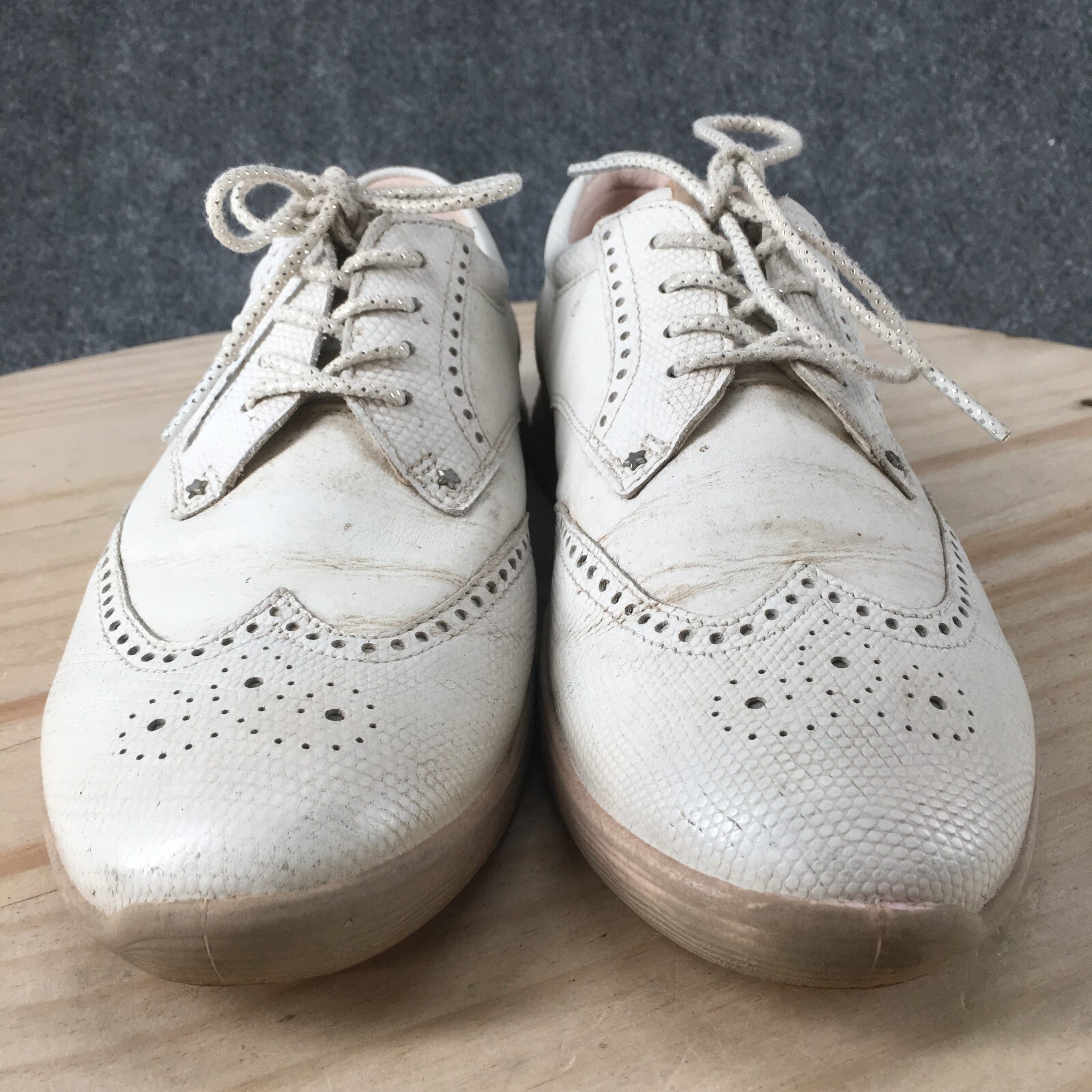 ECCO Shoes Womens 6.5 S-Classic Hydromax Wingtip Oxford Sneakers White Leather