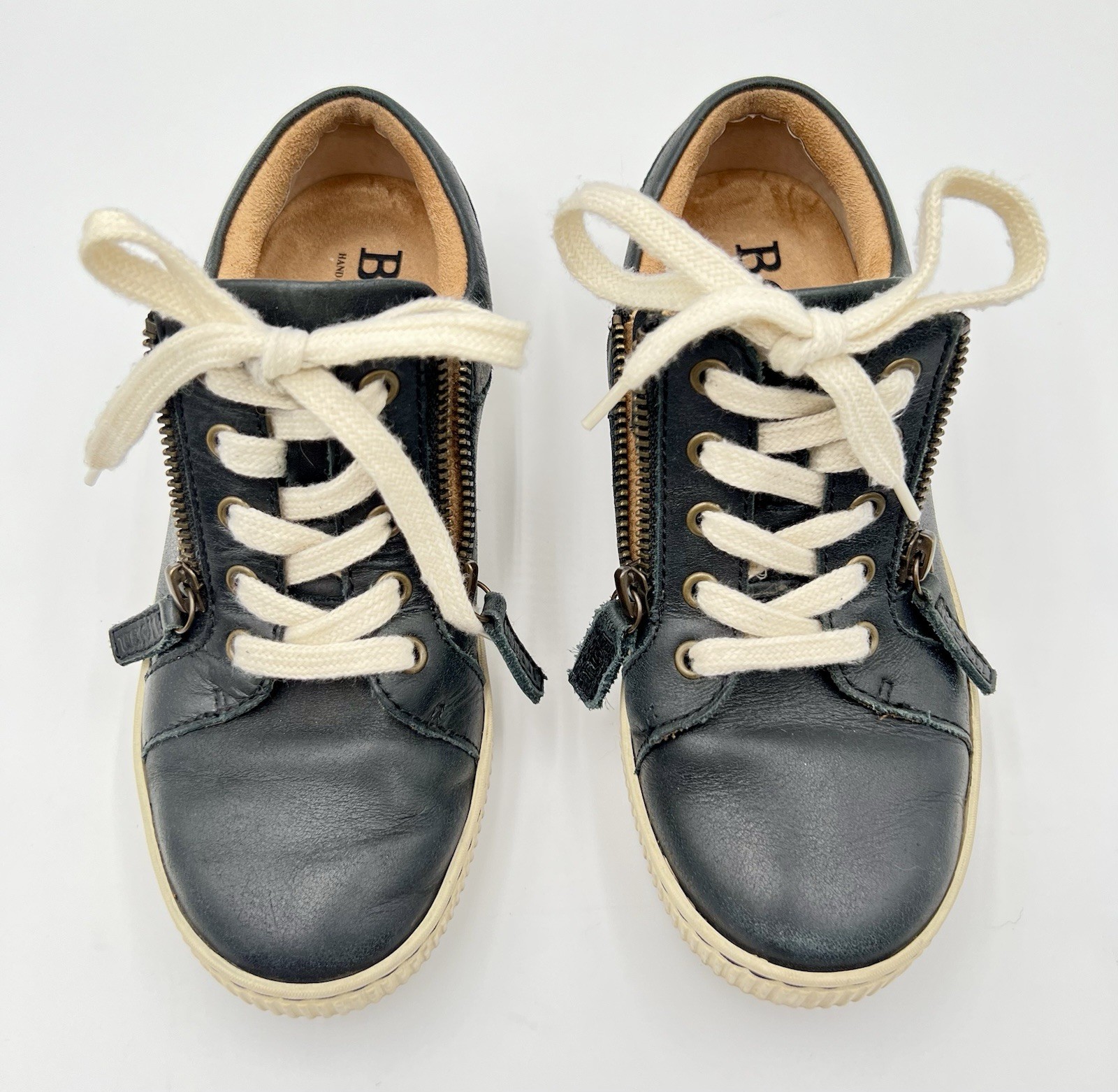 Born Crown Paloma Navy Blue Leather Dual Side Zip Sneakers Comfort Shoes 7/8