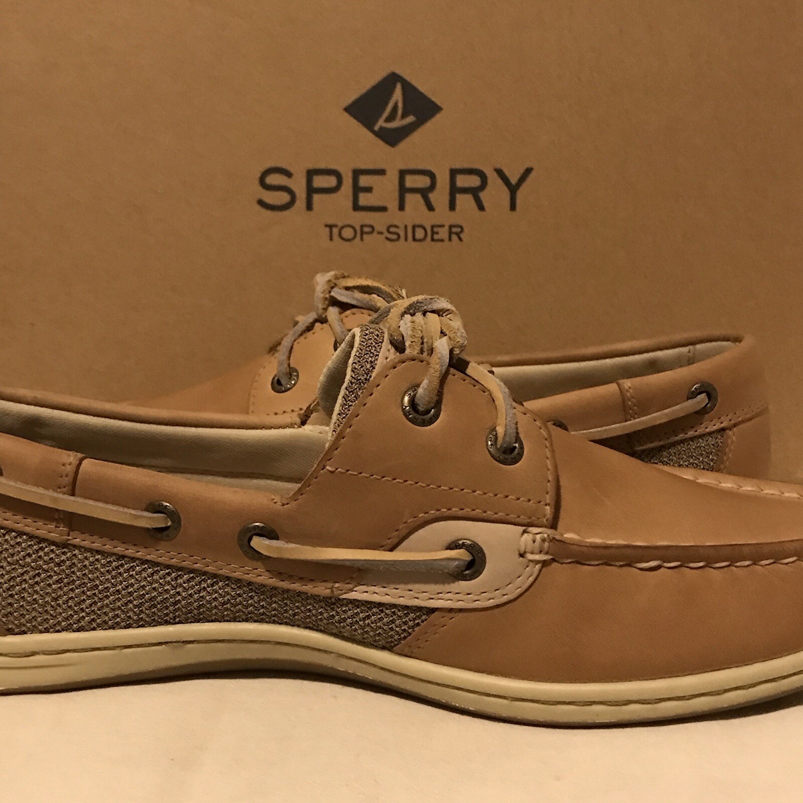 NEW SPERRY Top Sider Women’s Size 6 M Koifish 2 Eye Boat Shoes Linen/Oat 95589