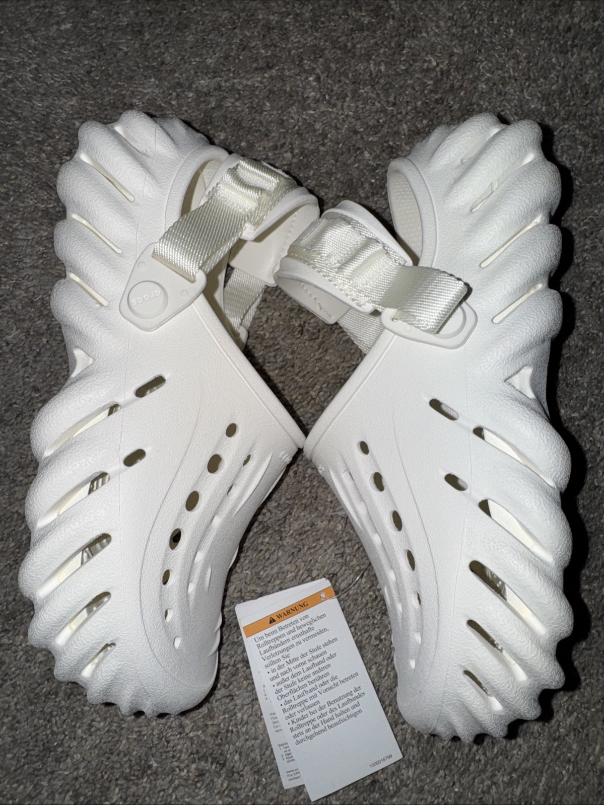 Platform Crocs Echo Clog White Womens 7 Mens Sz 5 Mules 207937 Tags Cloth Strap