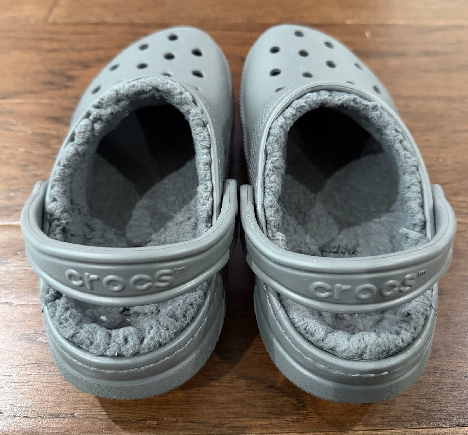 Crocs Classic Lined Gray Clog Slip On Faux Fur Lined Shoes M 4 W 6