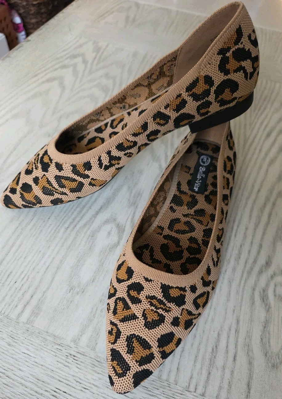 BELLA VITA Mireya Pointed-toe Flat Leopard Print Stretch Rothy’s Dupe Size 12N