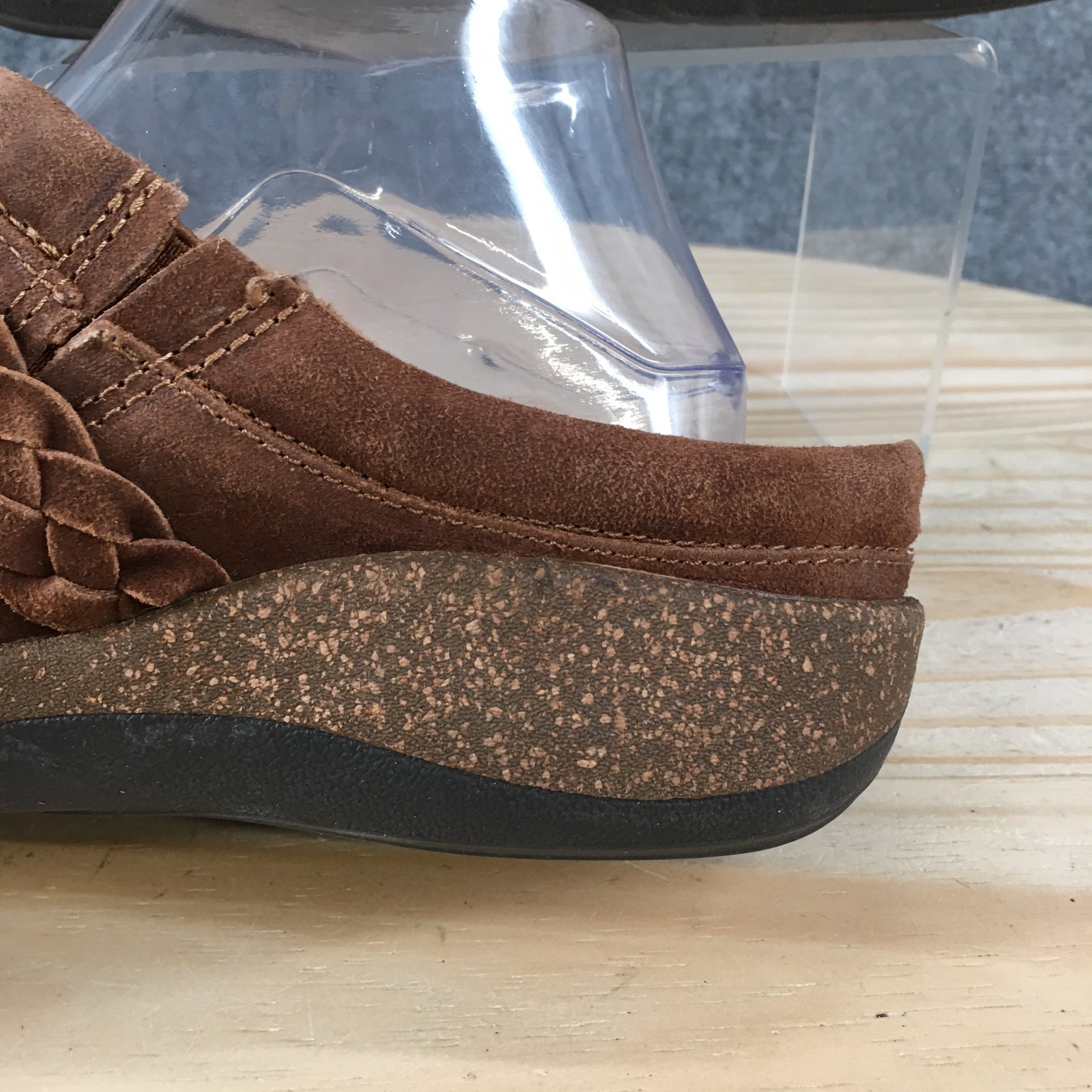 Aetrex Libby Shoes Womens 9-9.5 Casual Slip On Comfort Mule Clogs Brown Leather